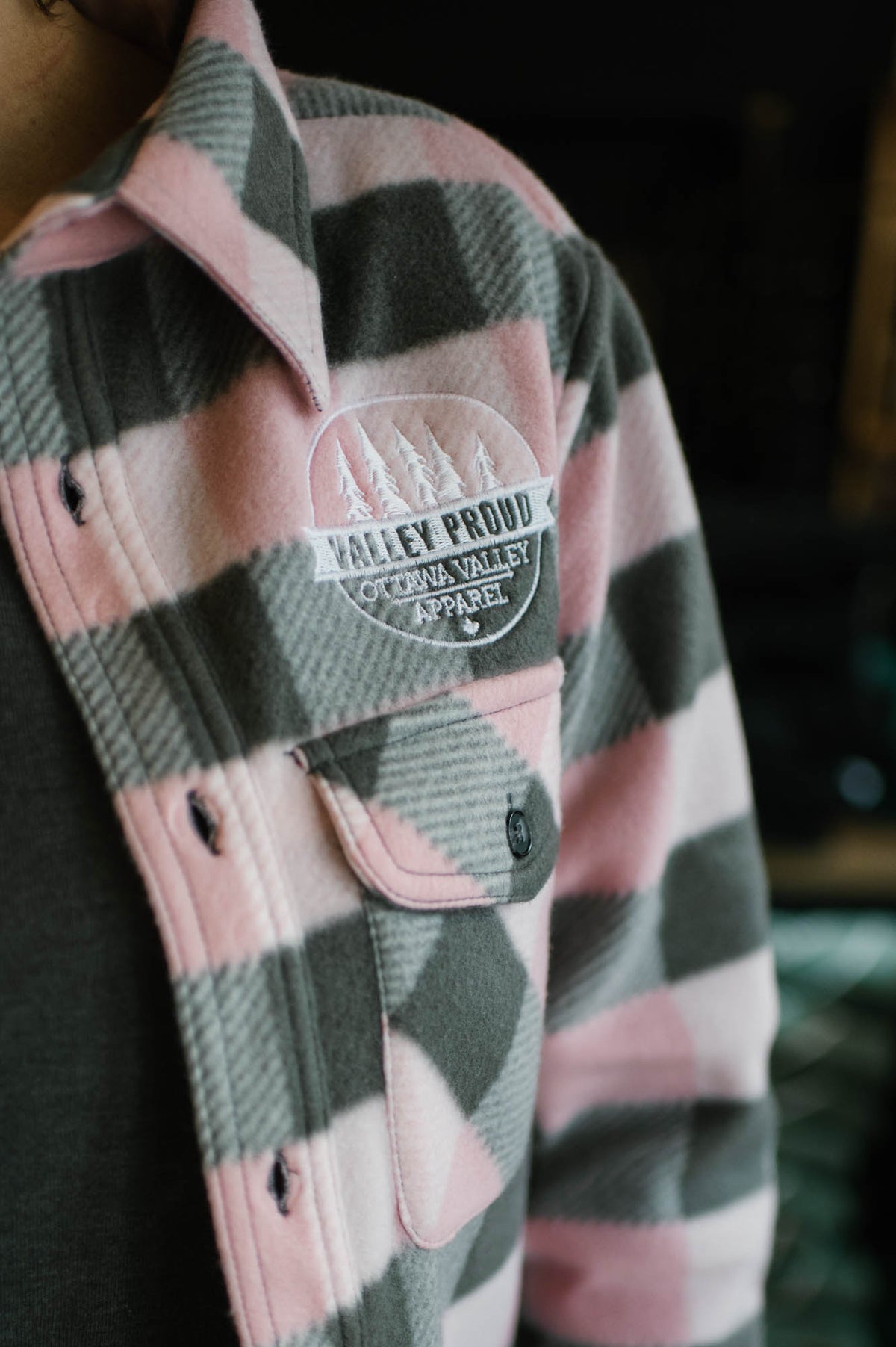 Valley Proud Fleece Lumber Jacket - Pink &amp; Grey