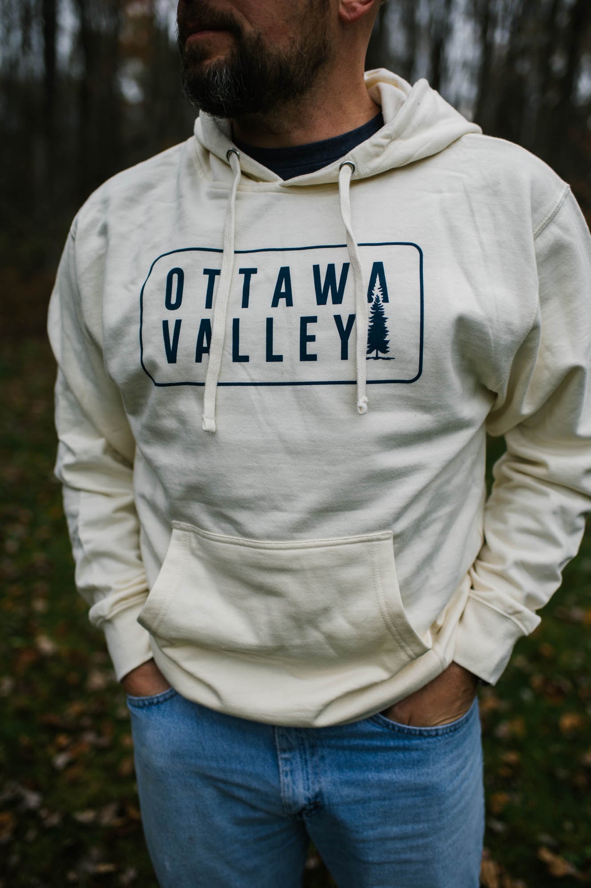 OVA Tree Hoodie - Ivory/Navy