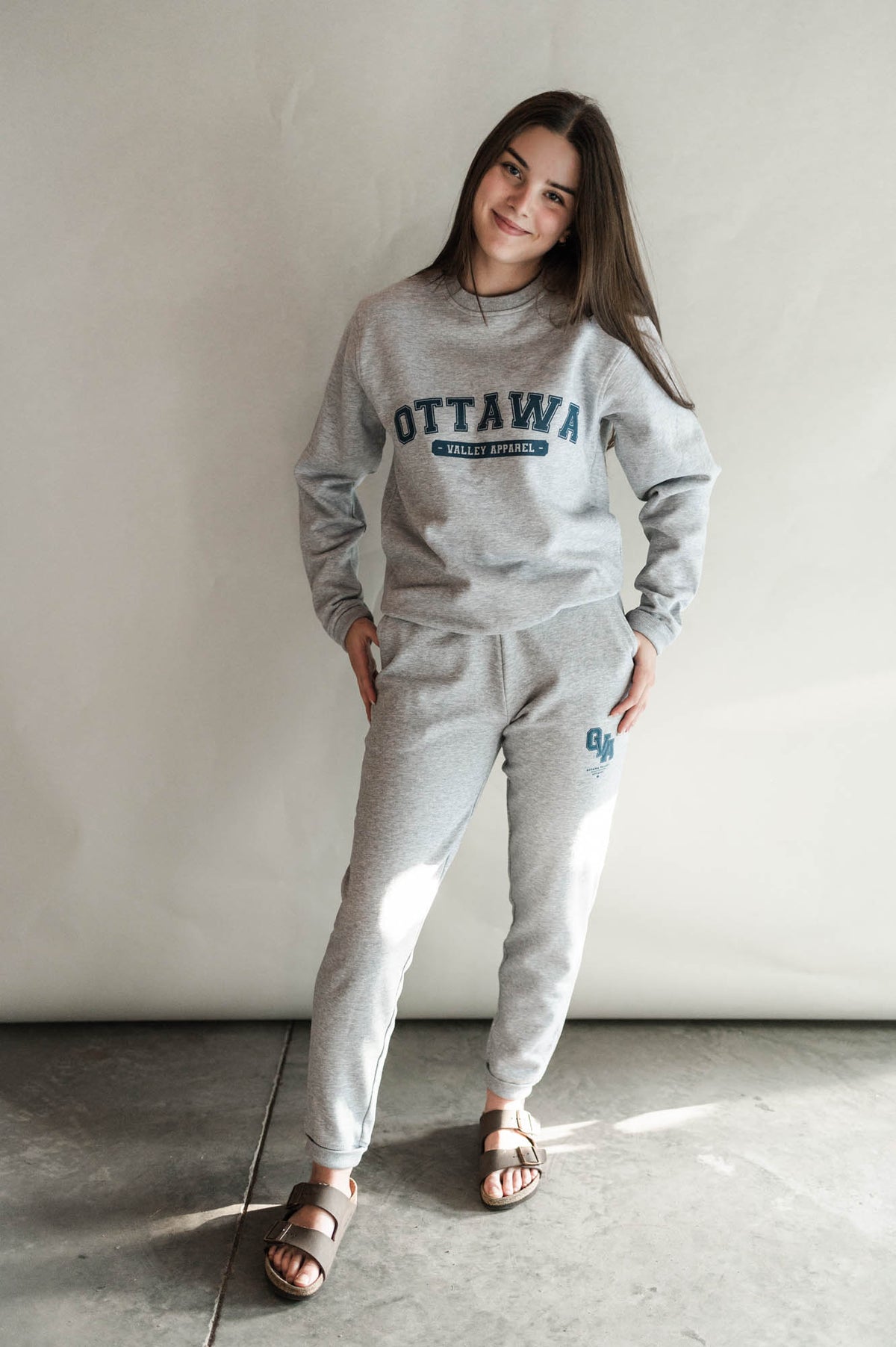 OVA Varsity Crewneck Sweatshirt - Grey &amp; Navy
