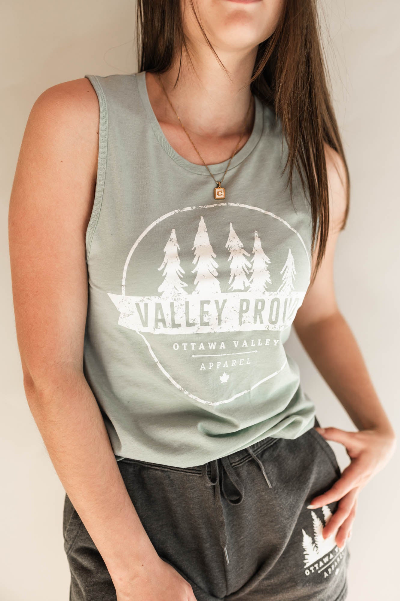 Valley Proud Women's Muscle Tank - Dusty Sage