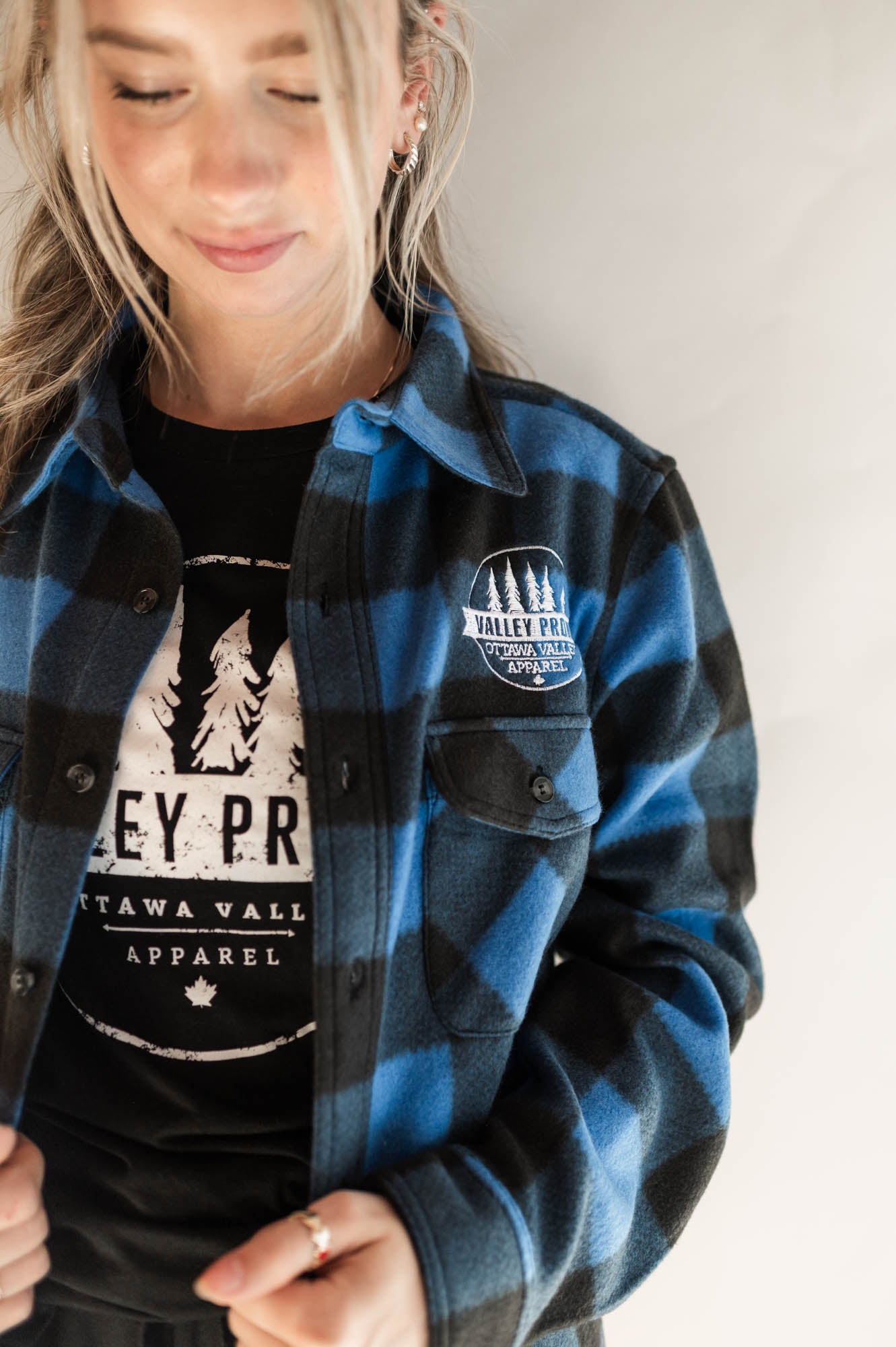 Valley Proud Fleece Lumber Jacket - Blue & Black
