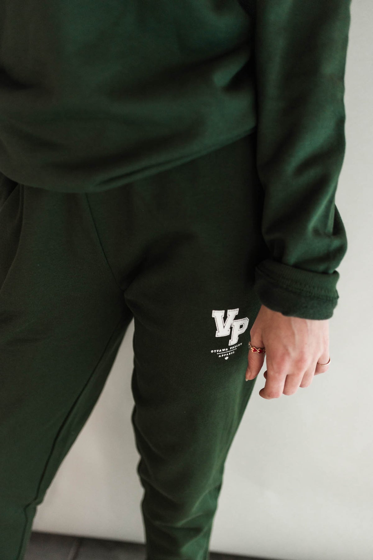 Valley Proud Varsity Crewneck Sweatshirt - Forest Green &amp; White