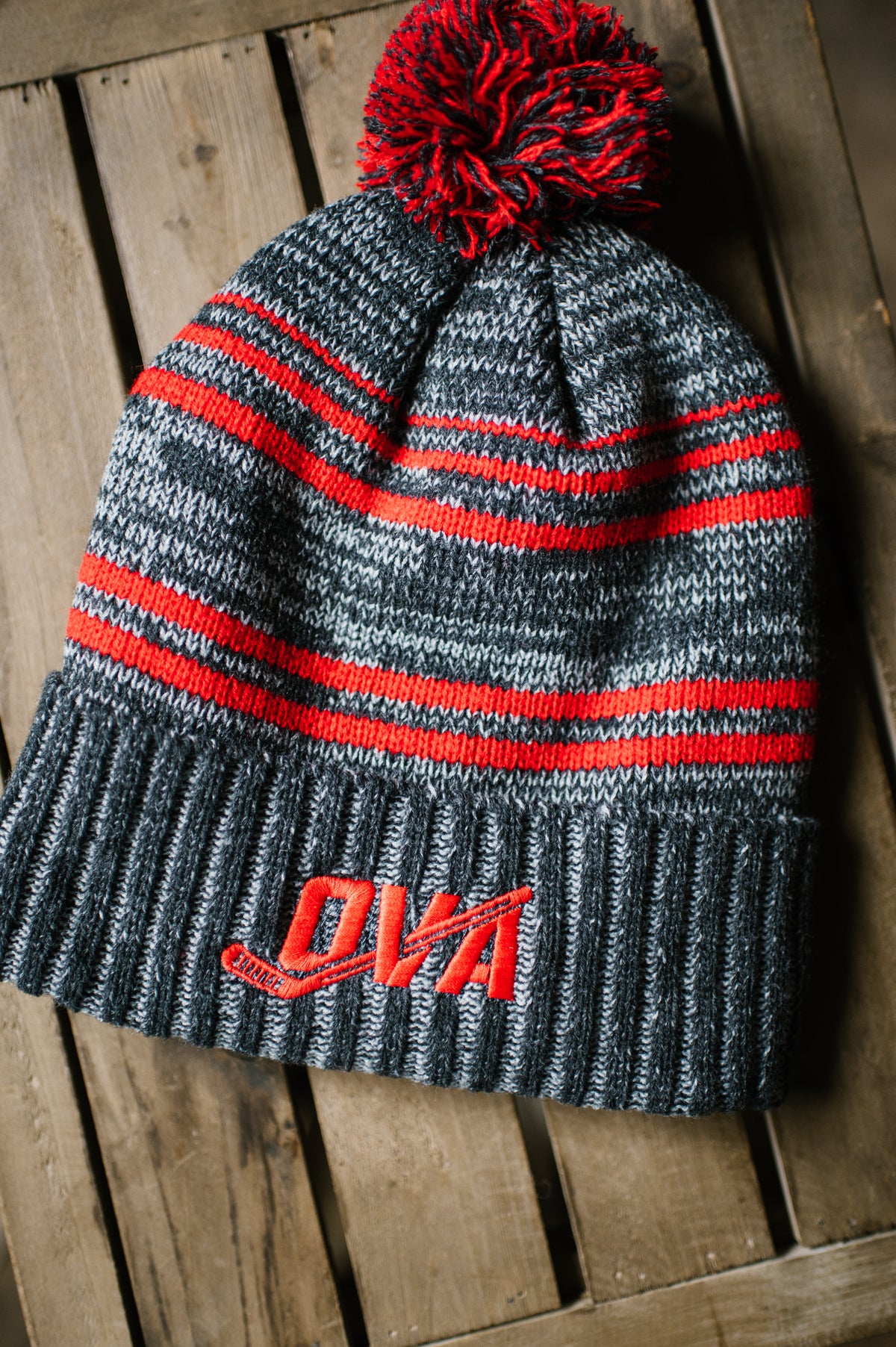 OVA Hockey Pom Toque - Red &amp; Grey