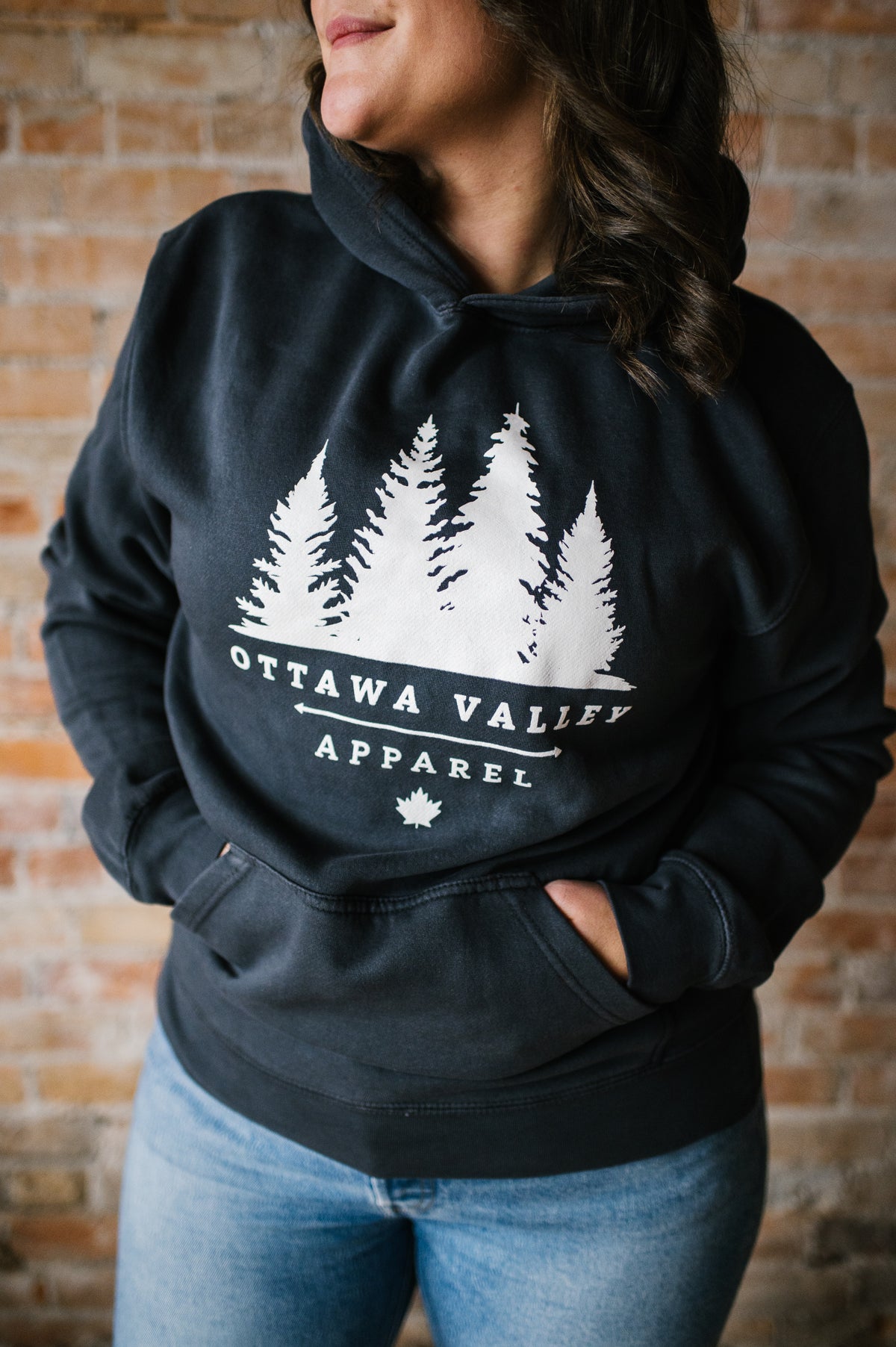 White Tree Logo Hoodie - Faded Black