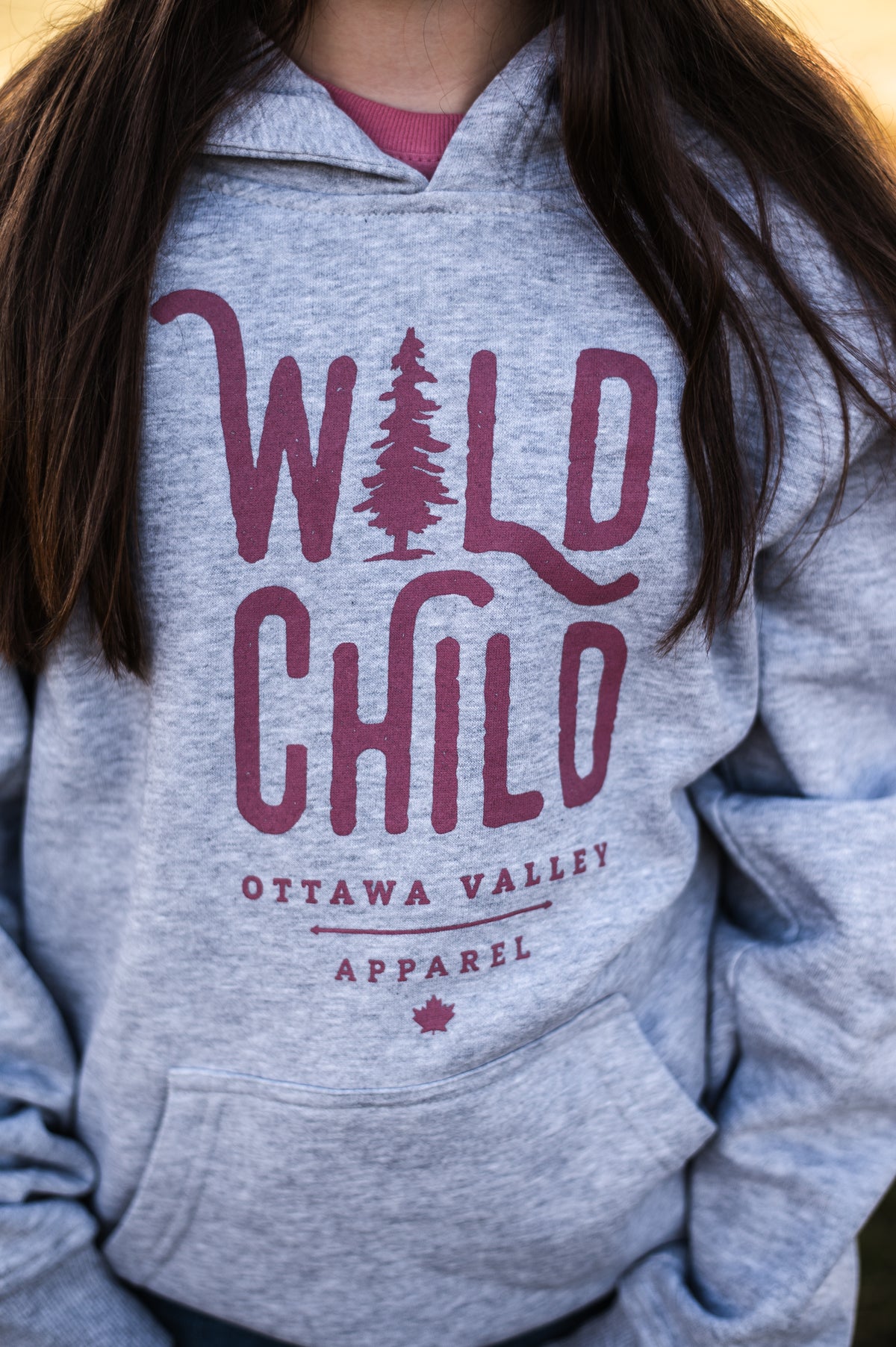 Youth Wild Child Hoodie - Grey/Pink