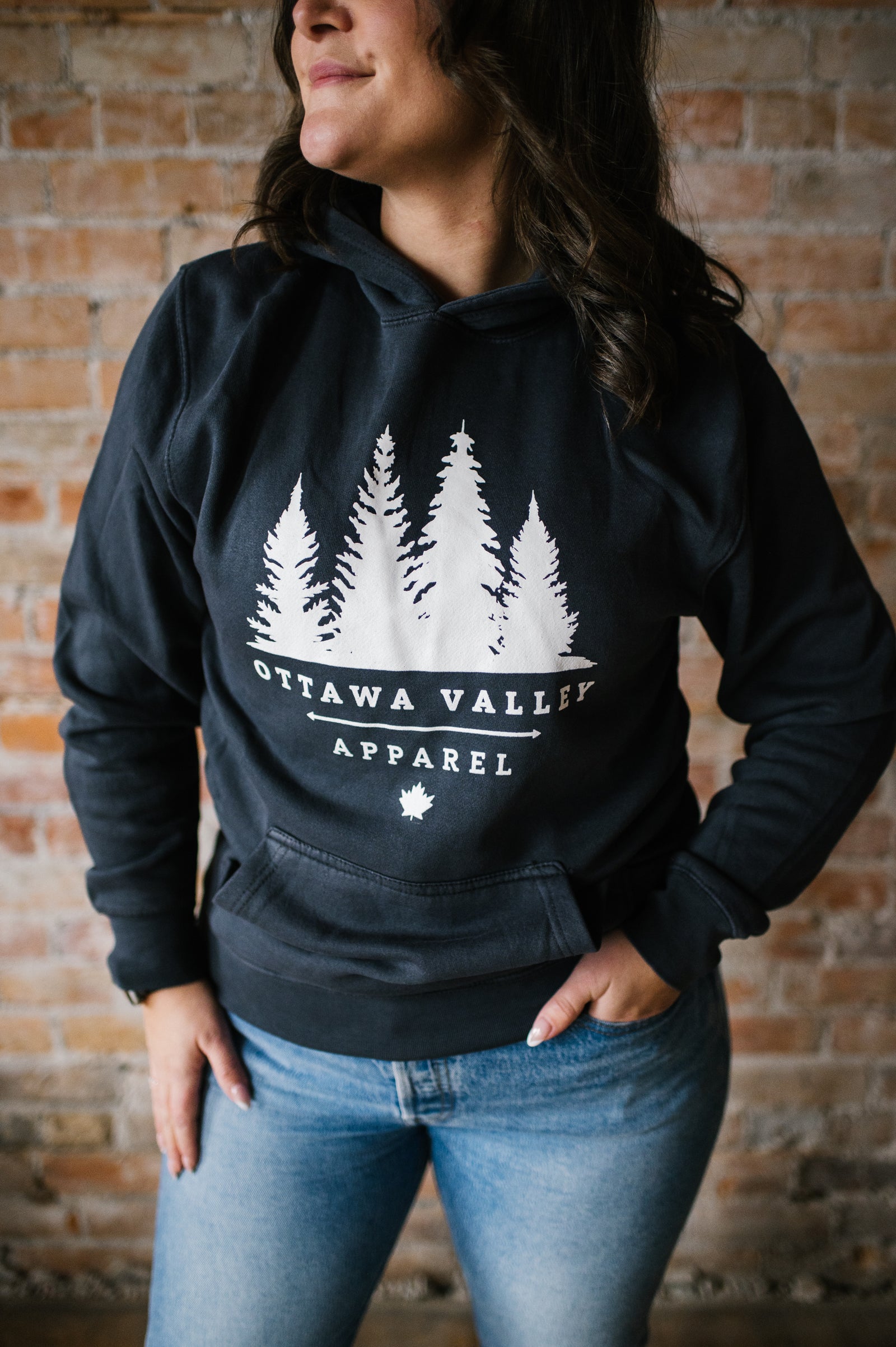 White Tree Logo Hoodie - Faded Black