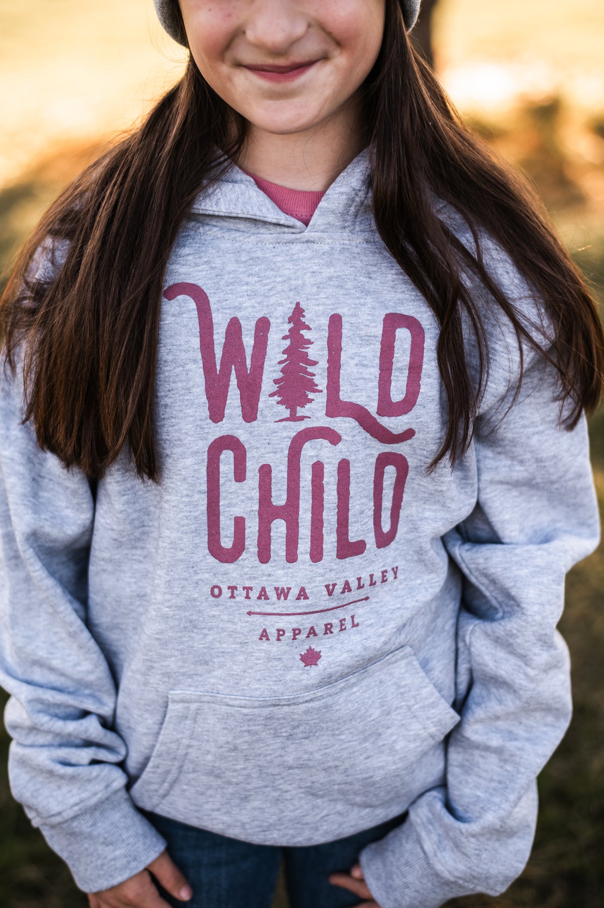 Youth Wild Child Hoodie - Grey/Pink