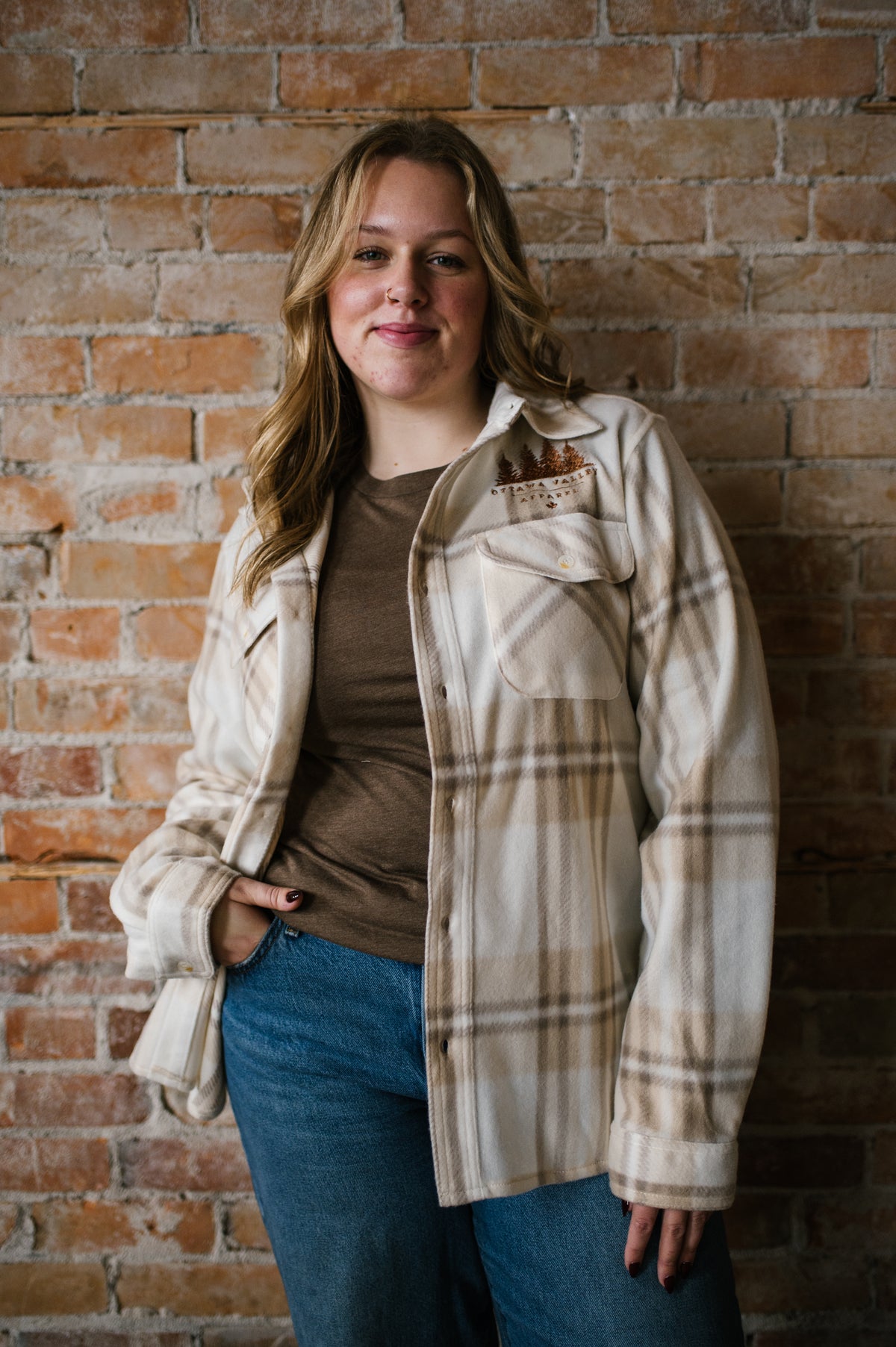 OVA Fleece Lumber Jacket - Cream &amp; Tan