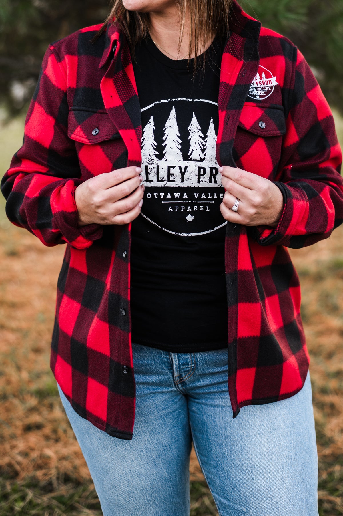 Valley Proud Fleece Lumber Jacket - Red &amp; Black