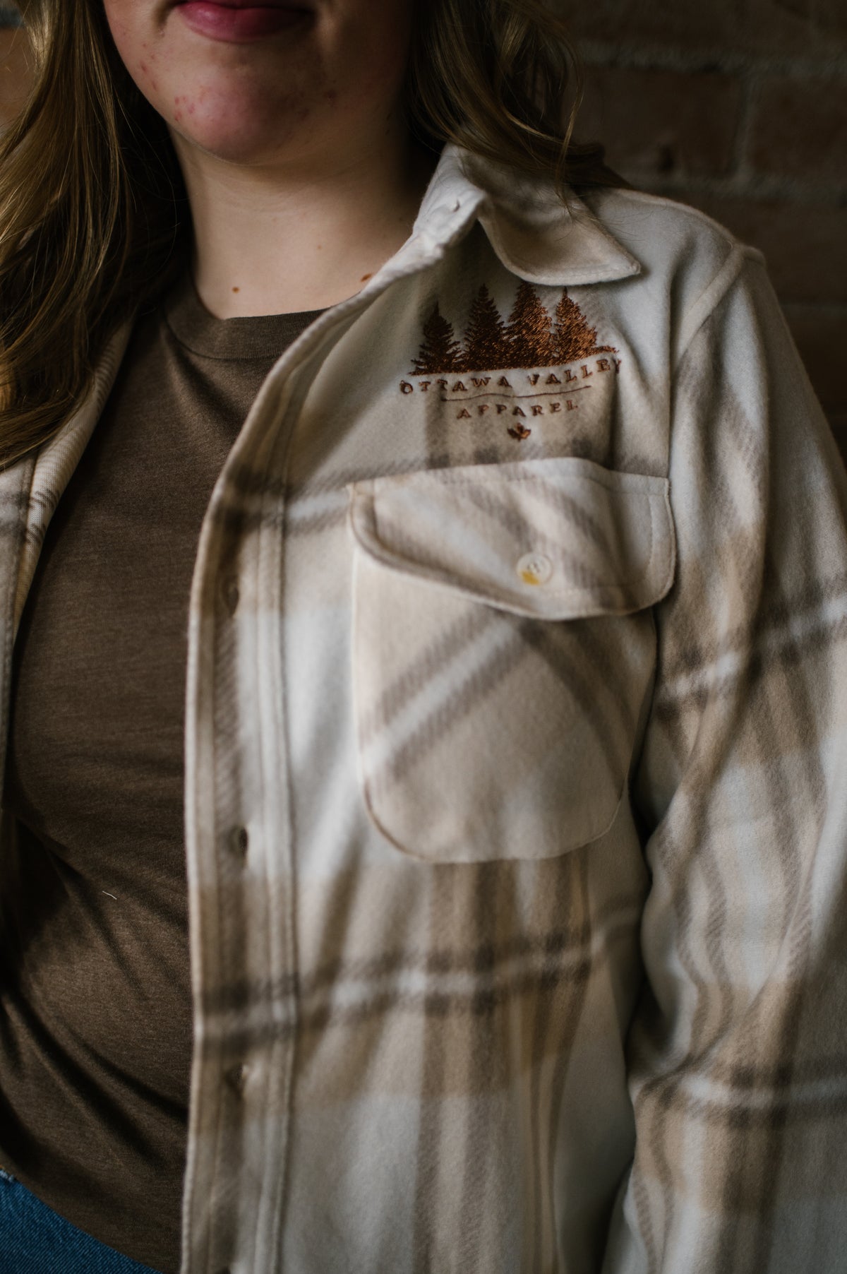 OVA Fleece Lumber Jacket - Cream &amp; Tan