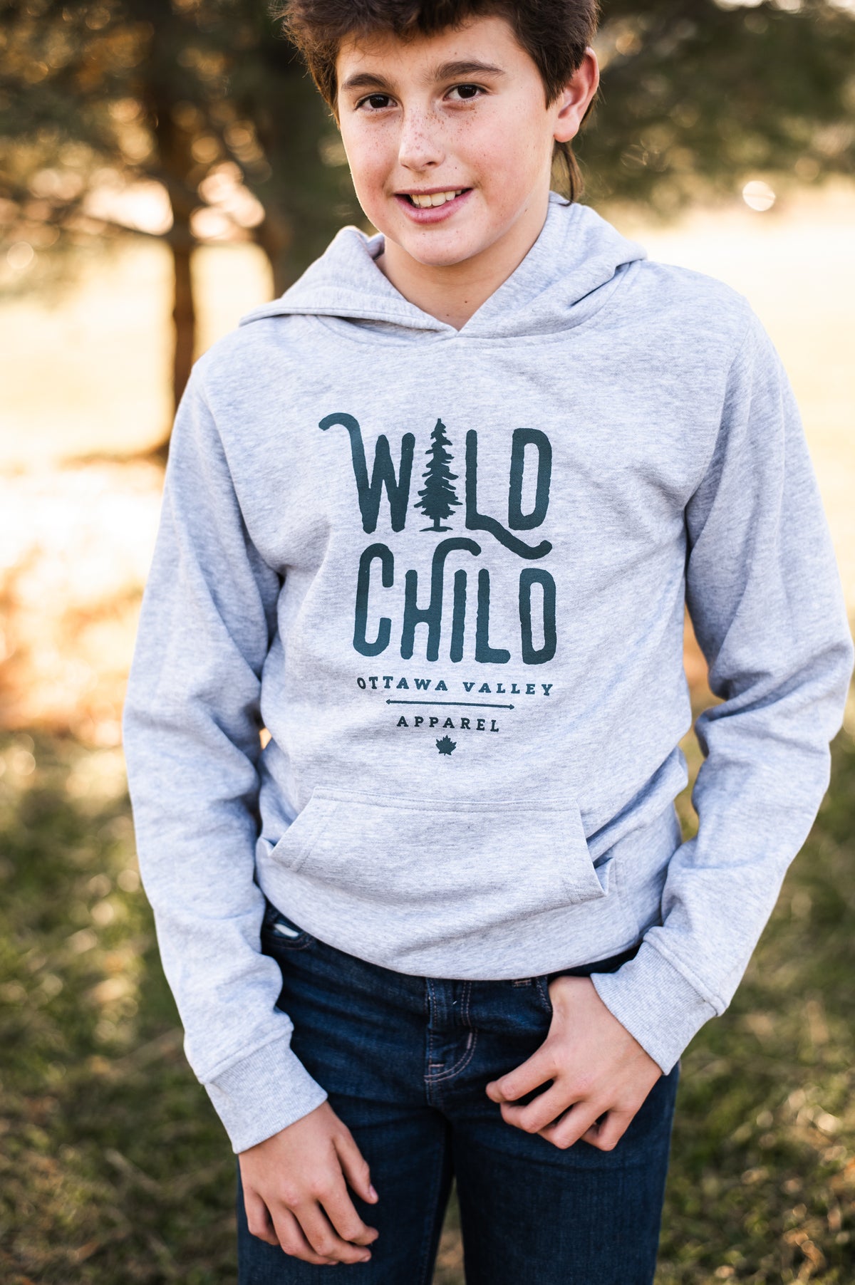 Youth Wild Child Hoodie - Grey/Green