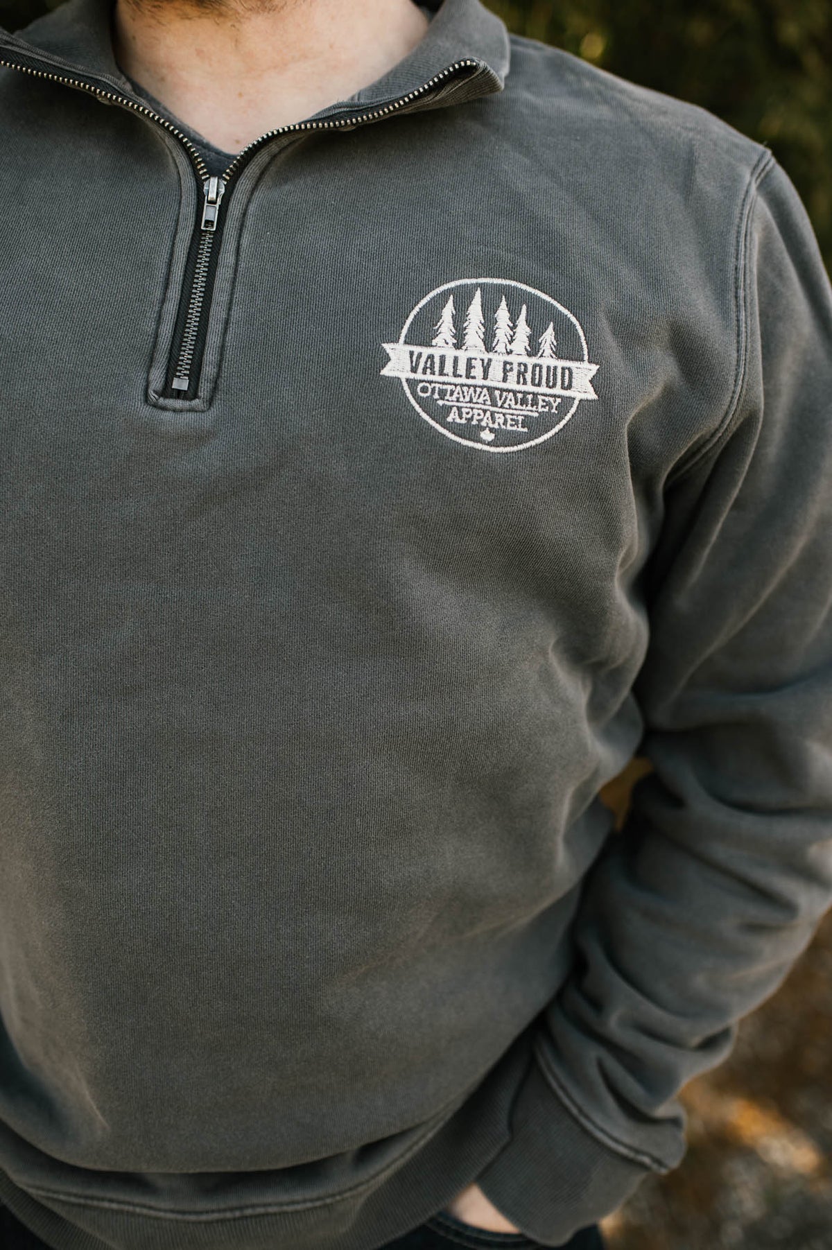 Valley Proud Embroidered 1/4 Zip - Charcoal