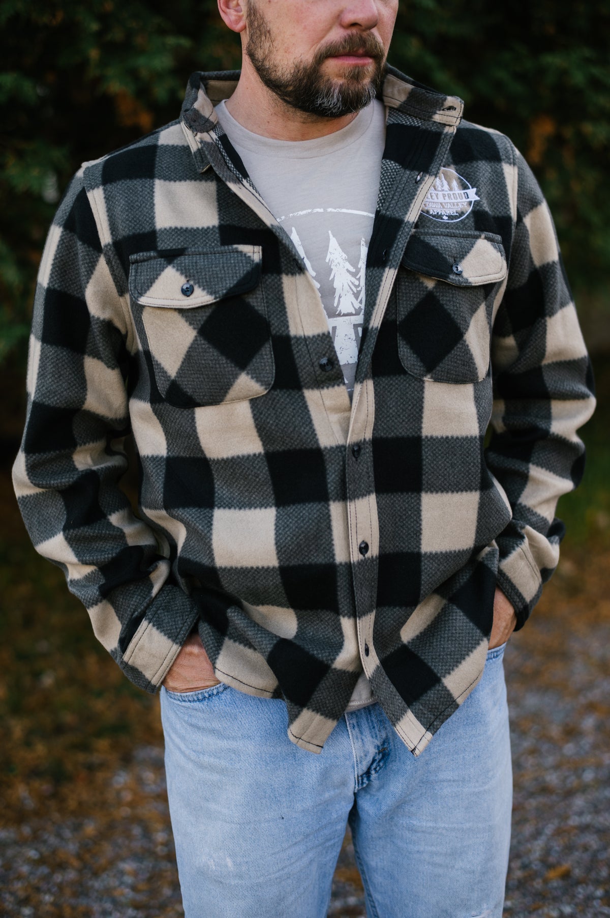 Valley Proud Fleece Lumber Jacket - Tan &amp; Black