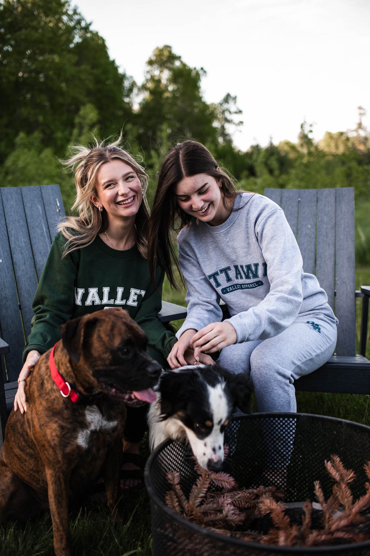 Valley Proud Varsity Crewneck Sweatshirt - Forest Green &amp; White