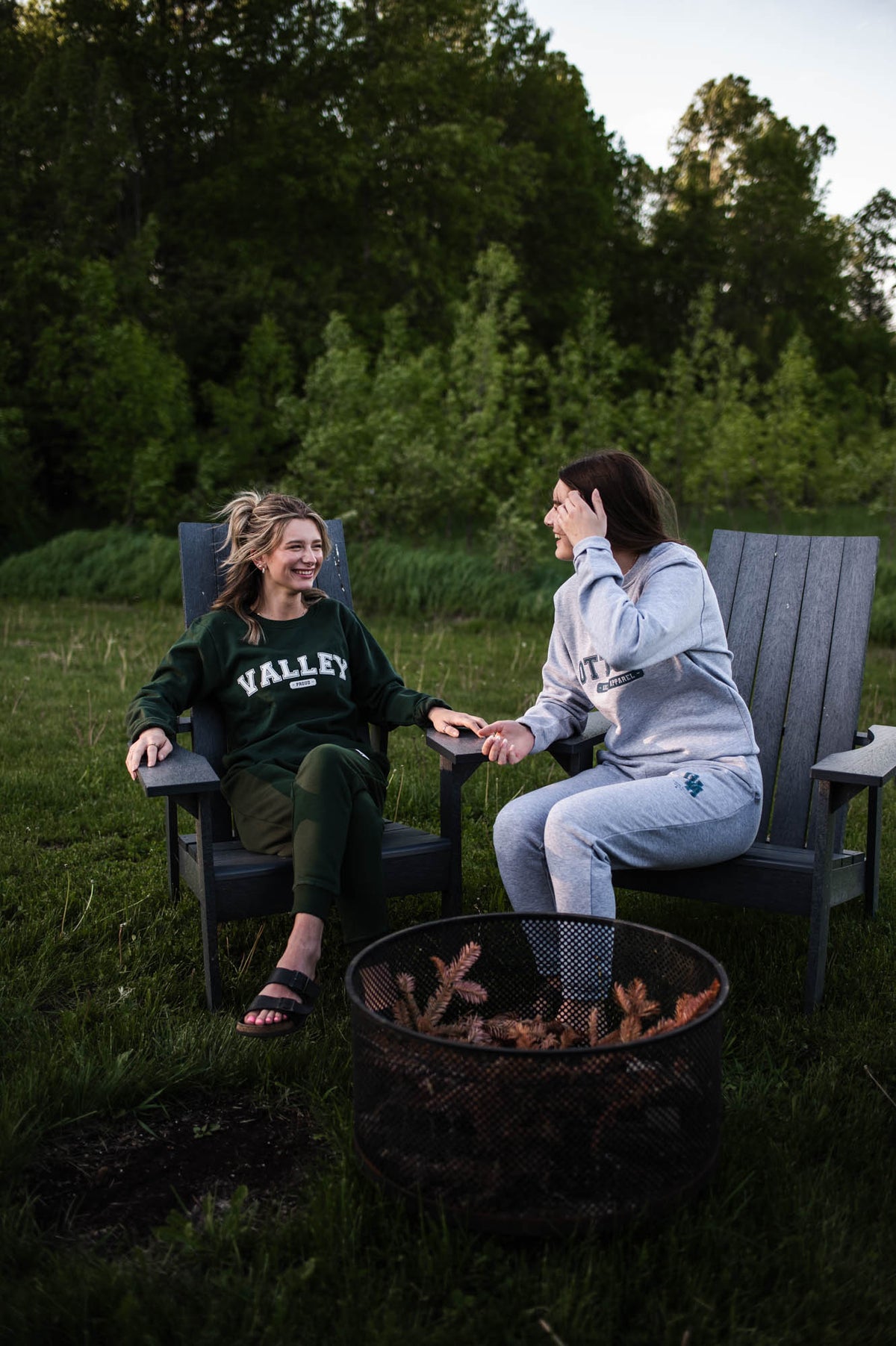 Valley Proud Varsity Crewneck Sweatshirt - Forest Green &amp; White