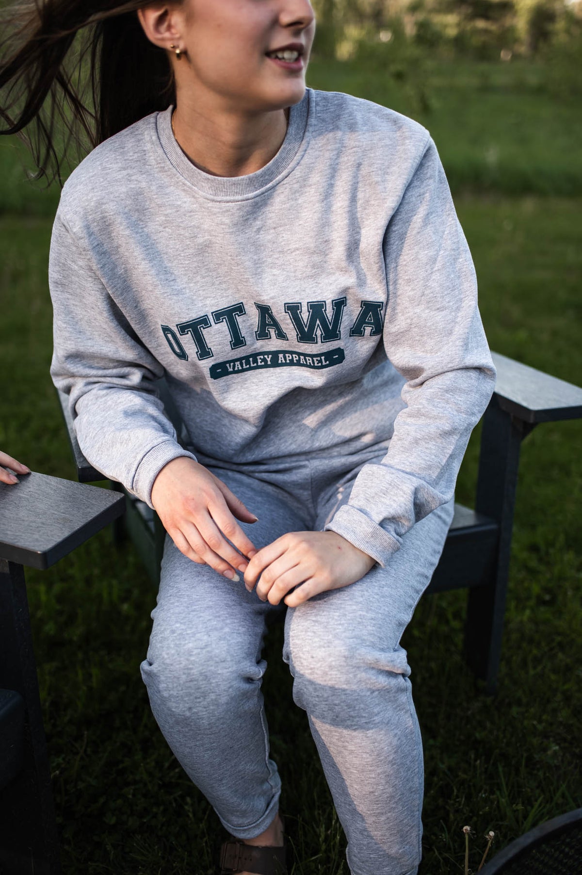 OVA Varsity Crewneck Sweatshirt - Grey &amp; Navy