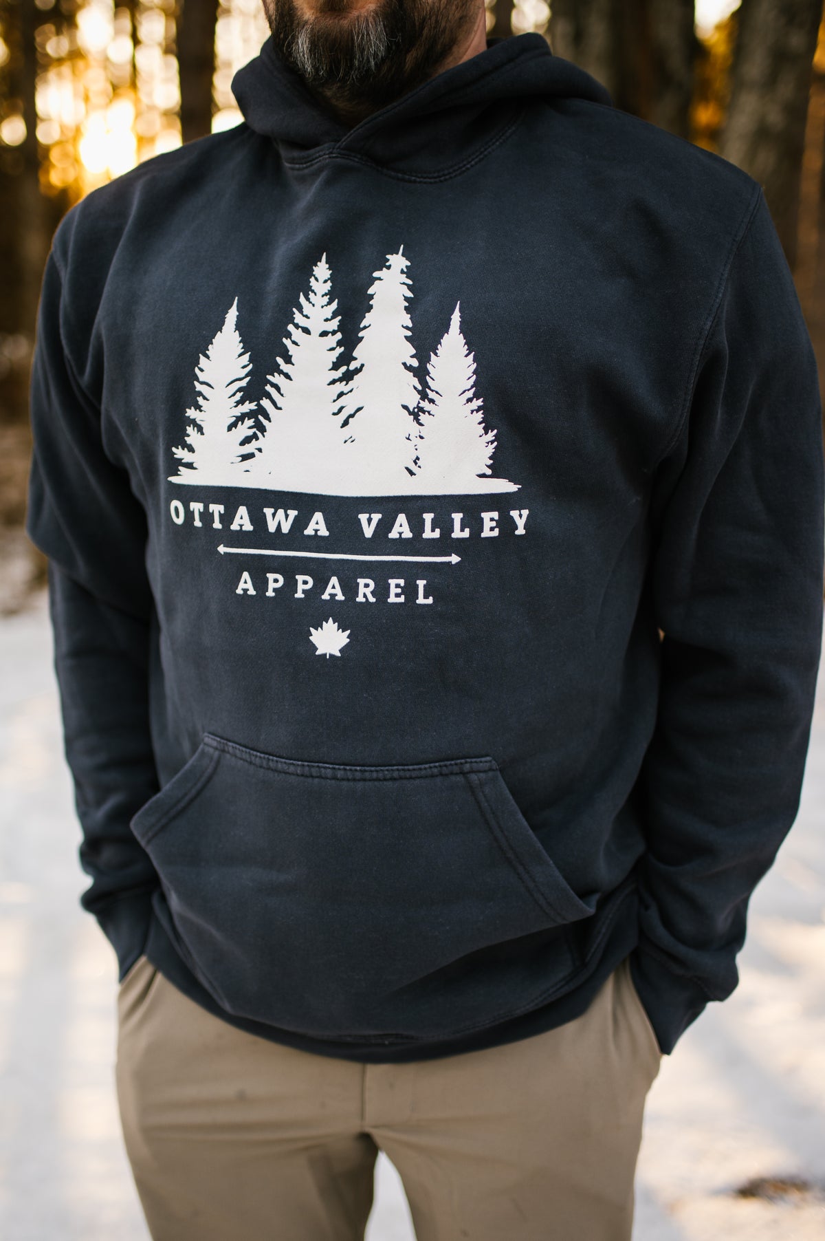 White Tree Logo Hoodie - Faded Black