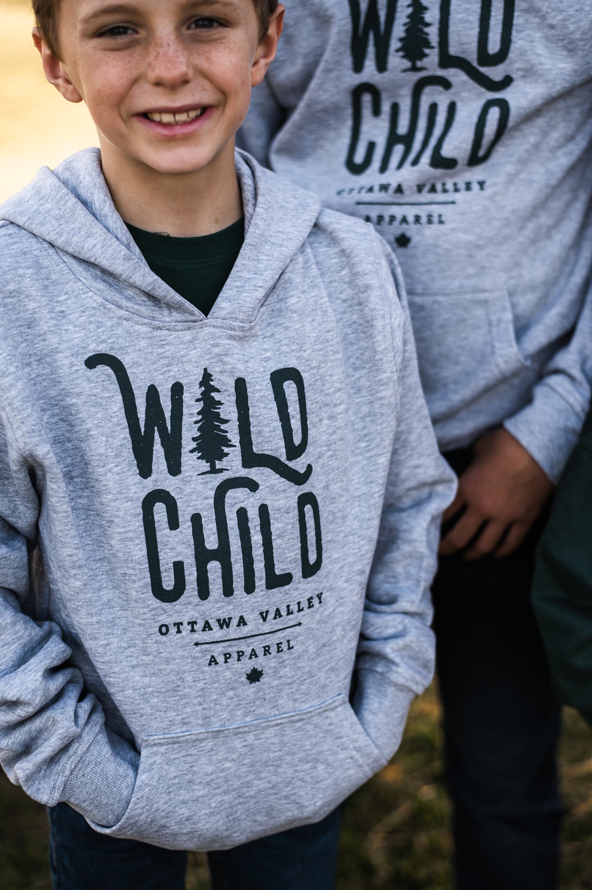 Youth Wild Child Hoodie - Grey/Green