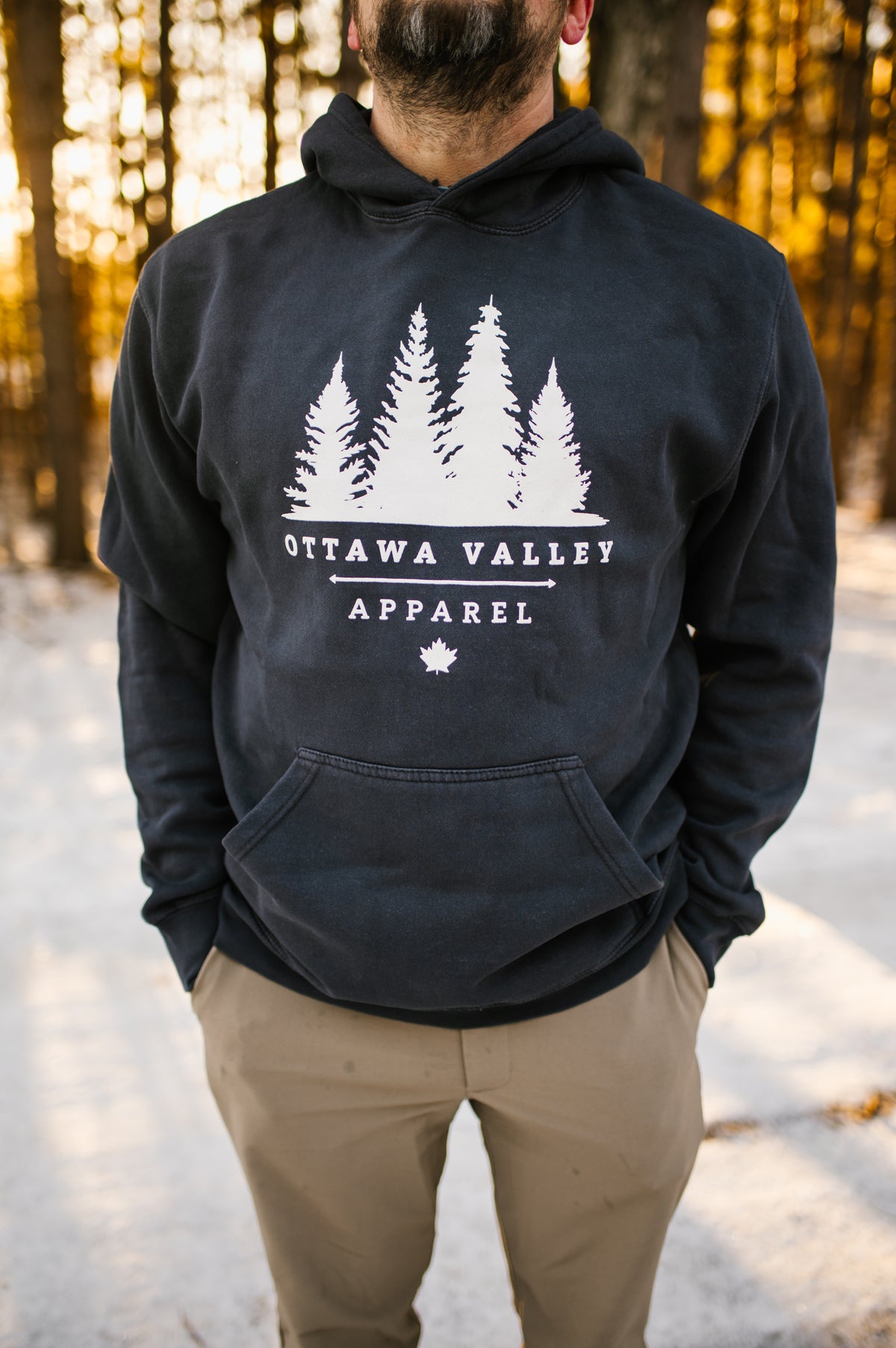 White Tree Logo Hoodie - Faded Black