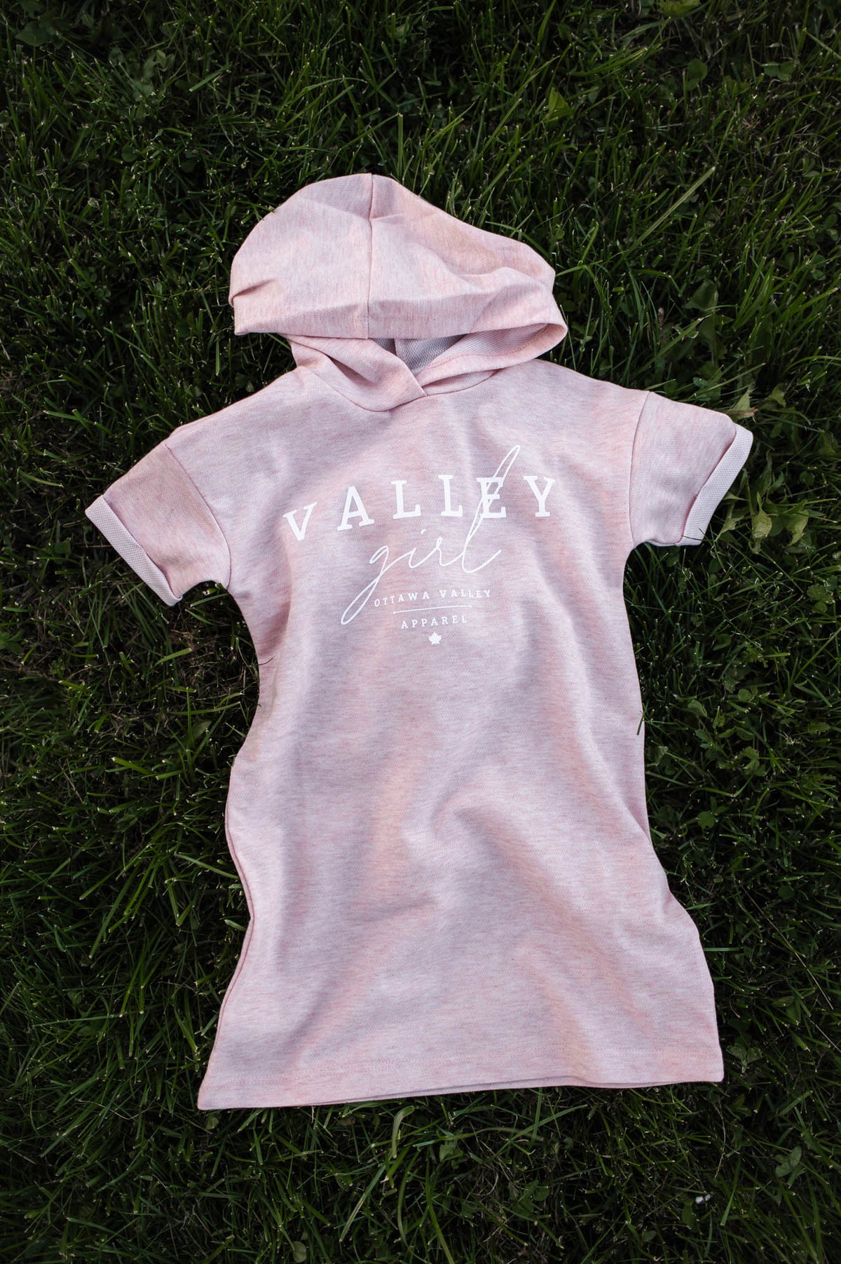 Children&#39;s Valley Girl Hooded T-Shirt Dress - Peach Mix