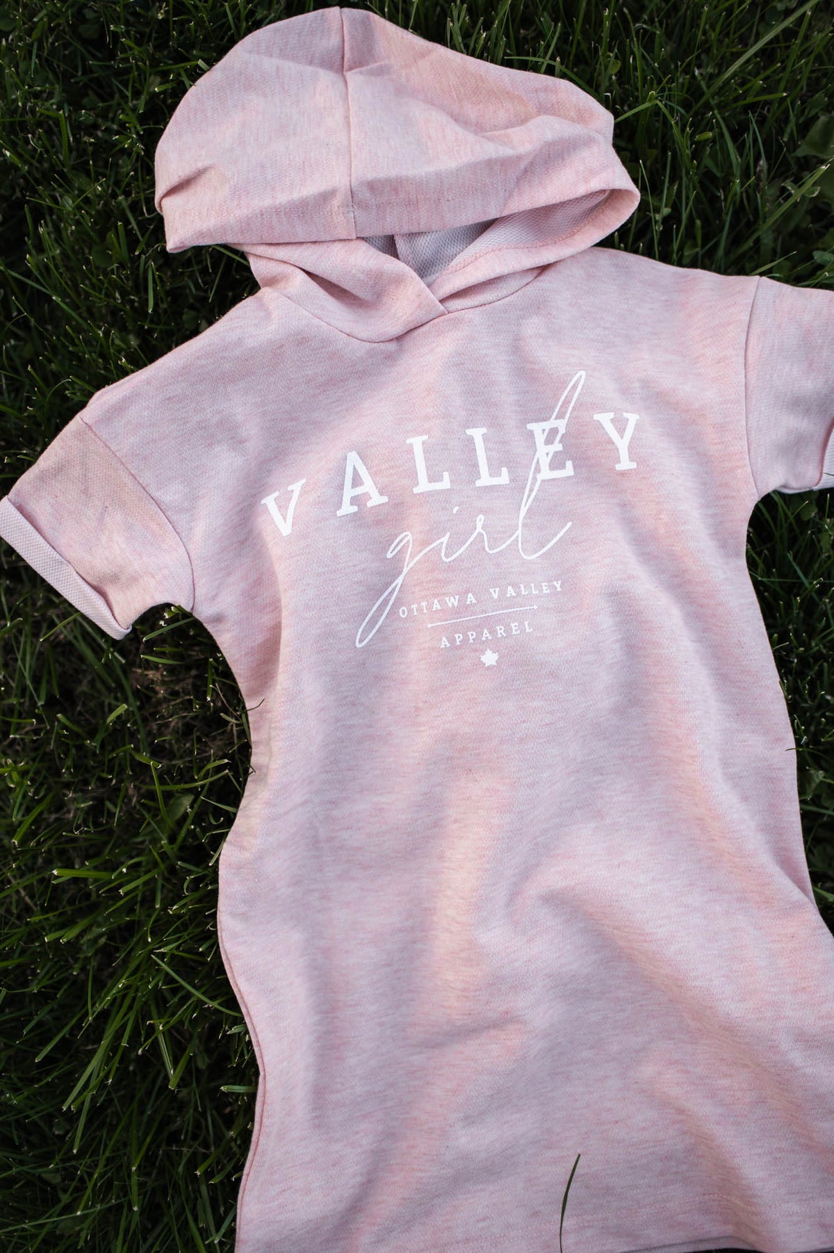Children&#39;s Valley Girl Hooded T-Shirt Dress - Peach Mix