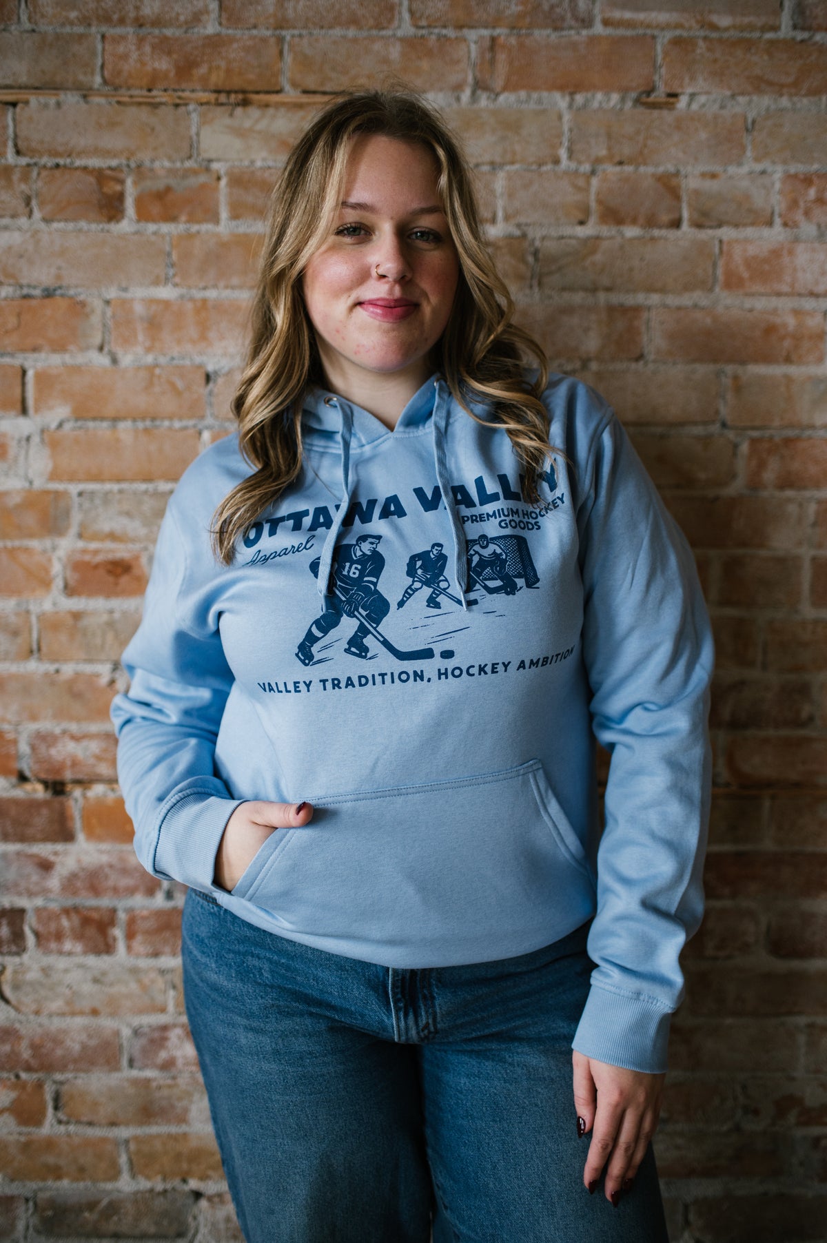 Retro Valley Hockey Hoodie - Sky Blue