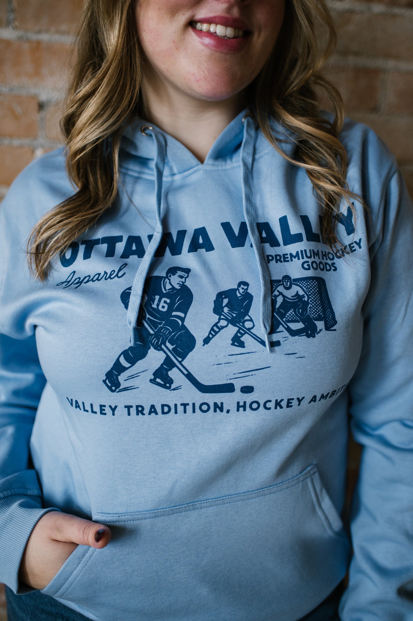 Retro Valley Hockey Hoodie - Sky Blue