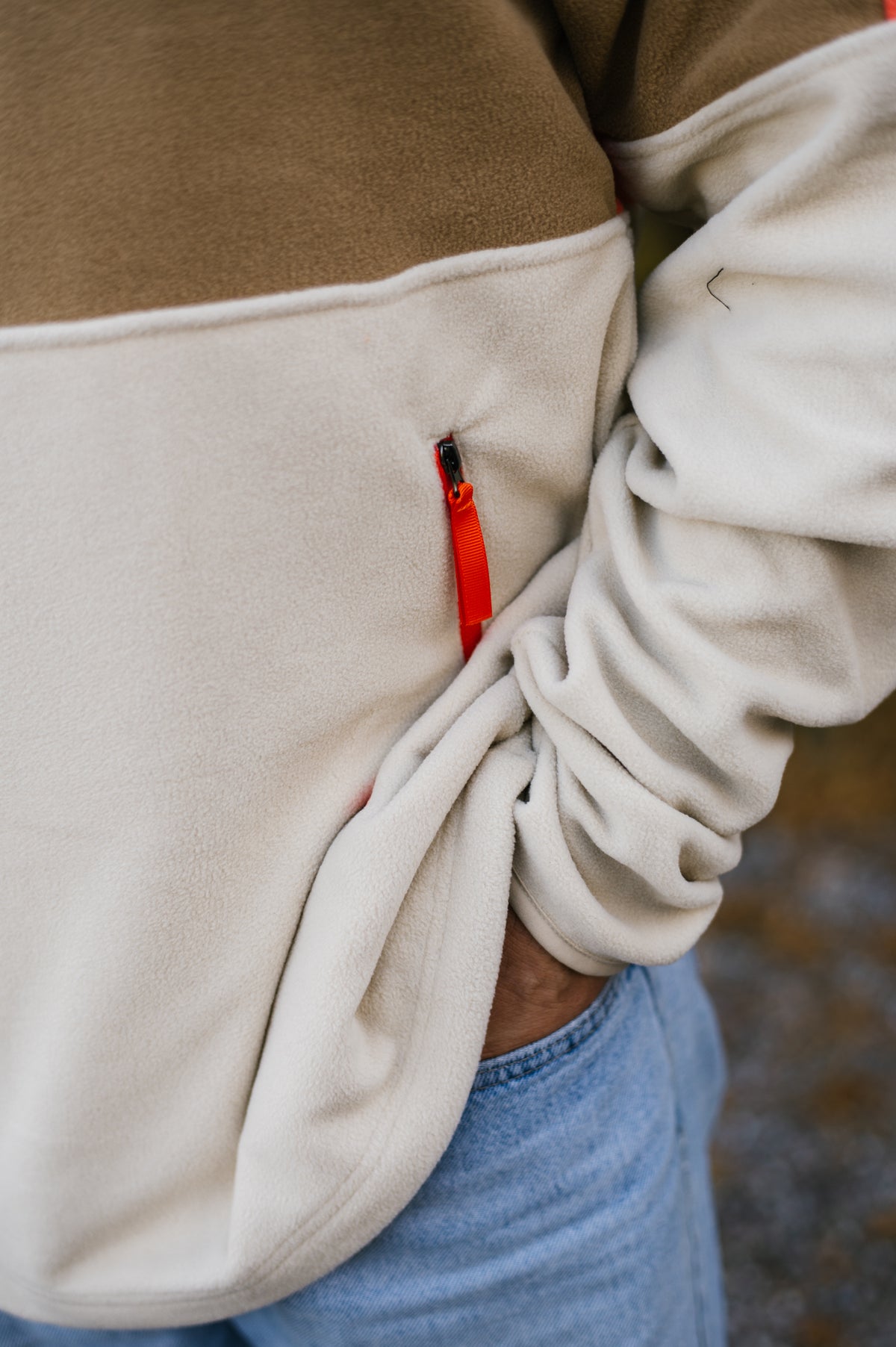 OVA Deer Fleece 1/4 Zip - Orange &amp; Beige