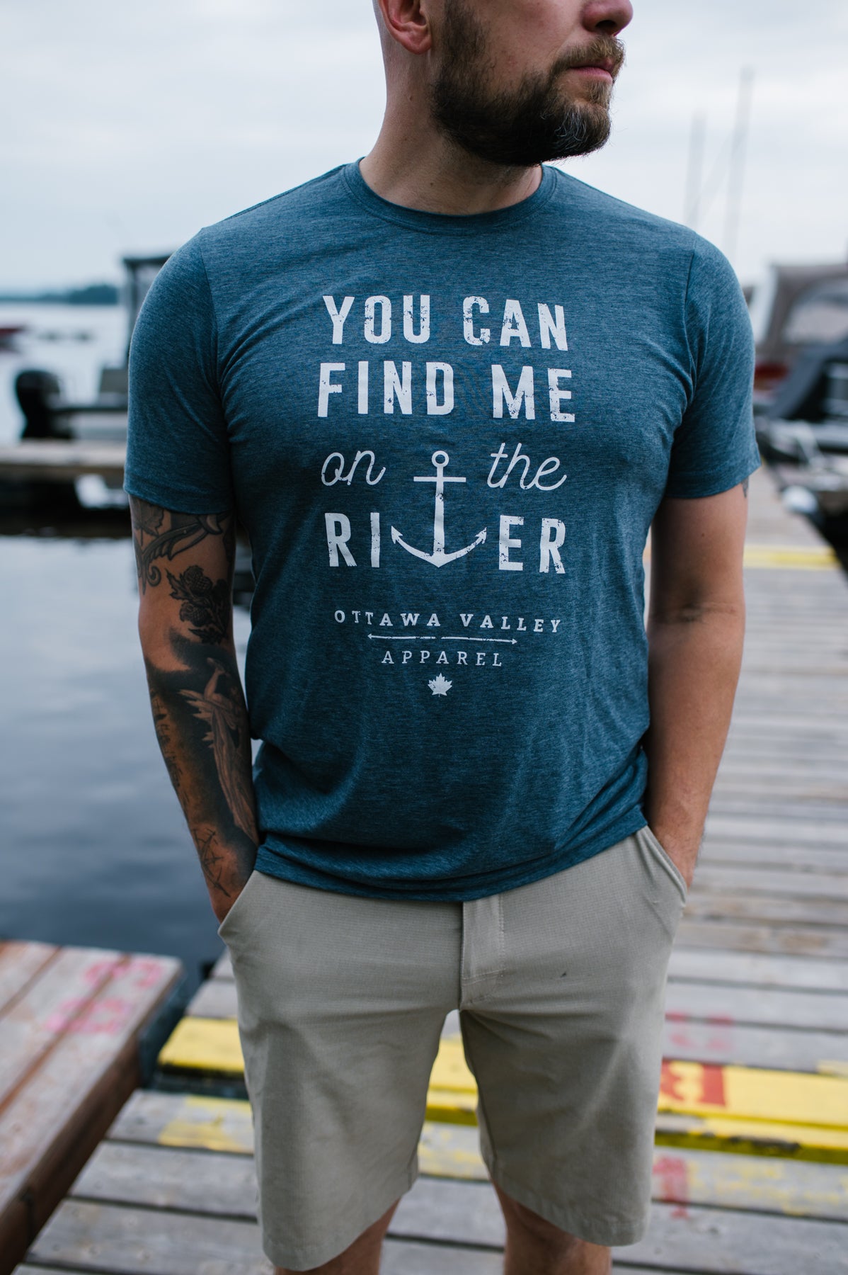 River Tee - Heather Navy