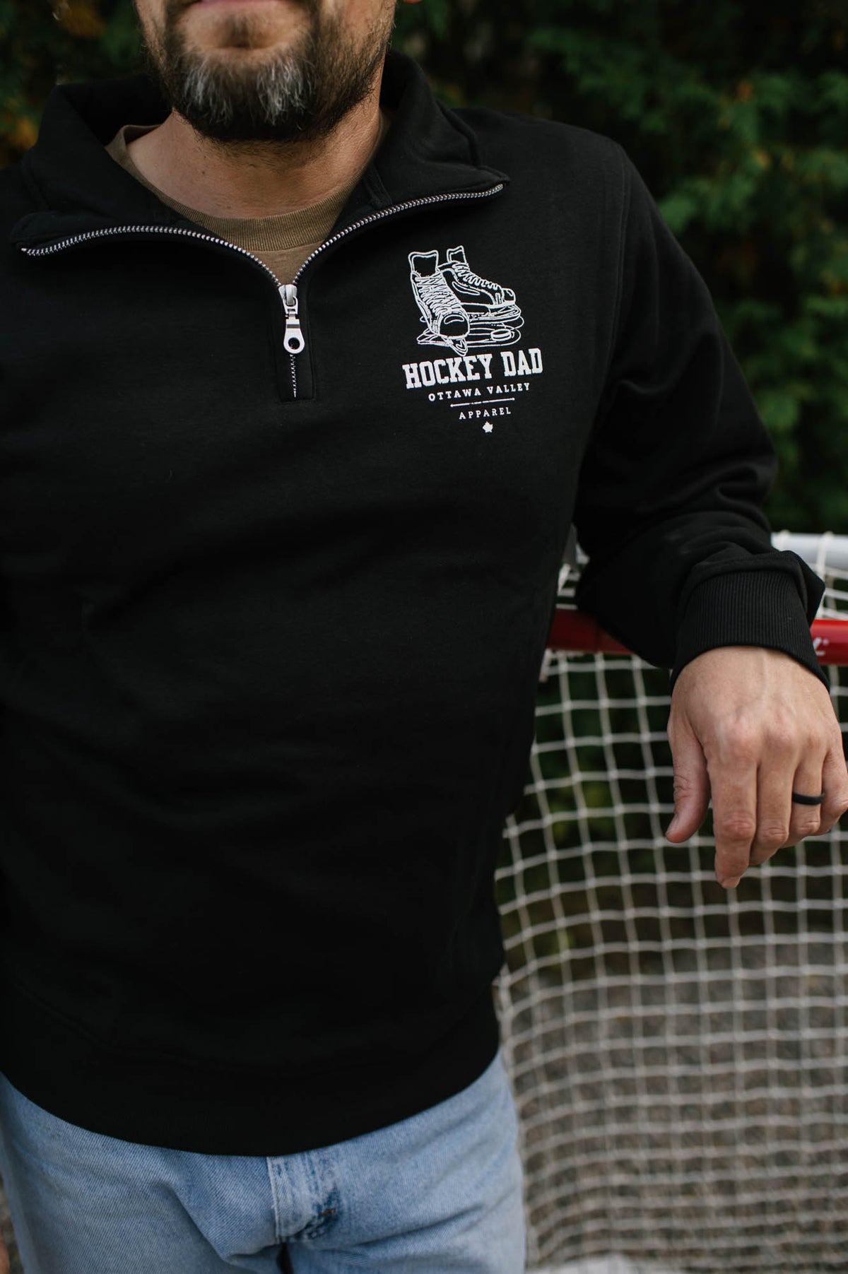 Hockey Dad 1/4 Zip - Black &amp; White - FINAL SALE