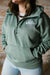 Valley Proud Embroidered 1/2 Zip Hoodie - Dusty Green