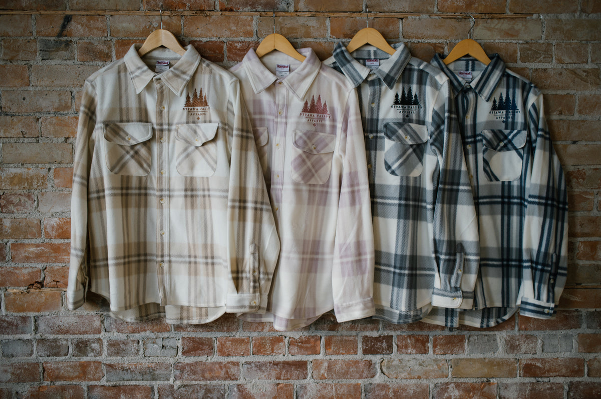 OVA Fleece Lumber Jacket - Cream &amp; Pink