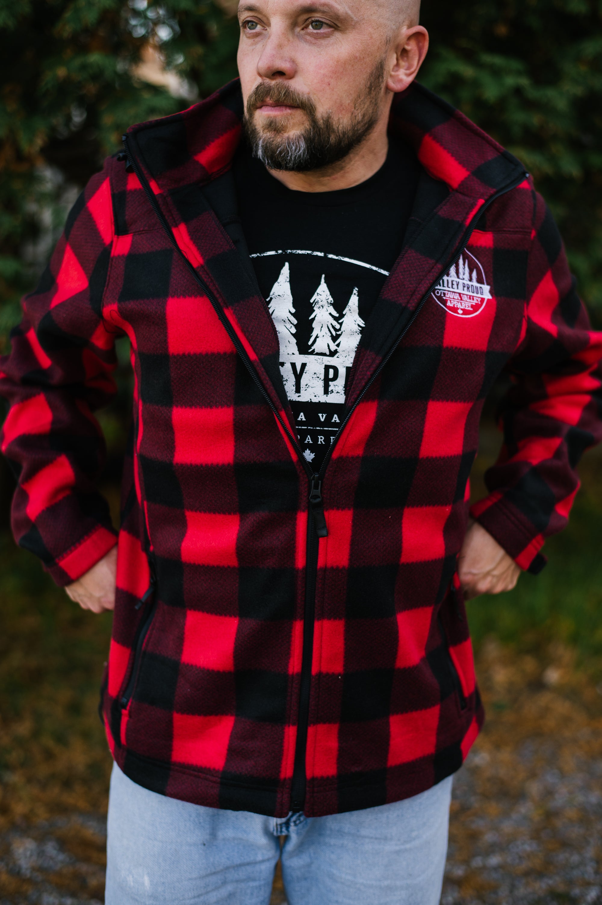 Men's Plaid Jacket - Red & Black