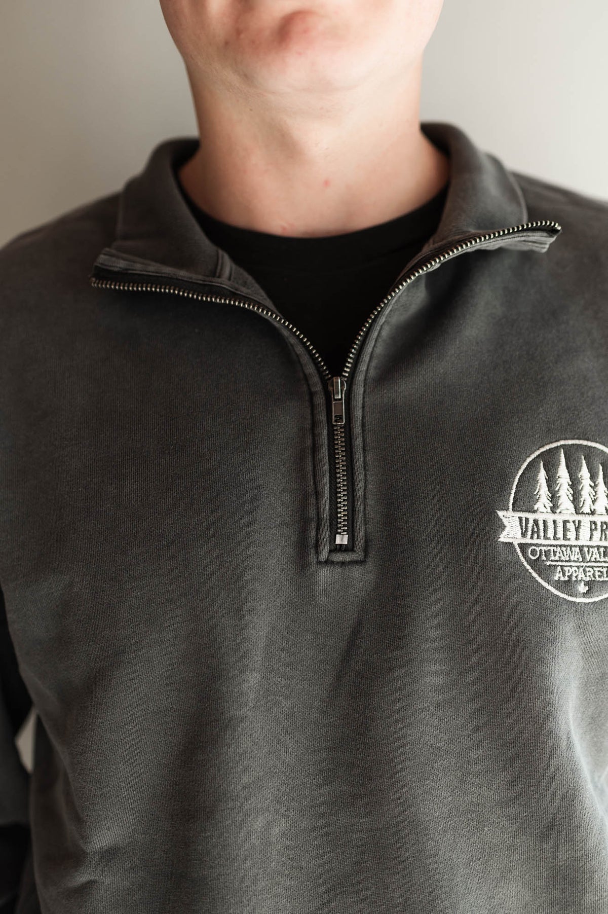 Valley Proud Embroidered 1/4 Zip - Charcoal
