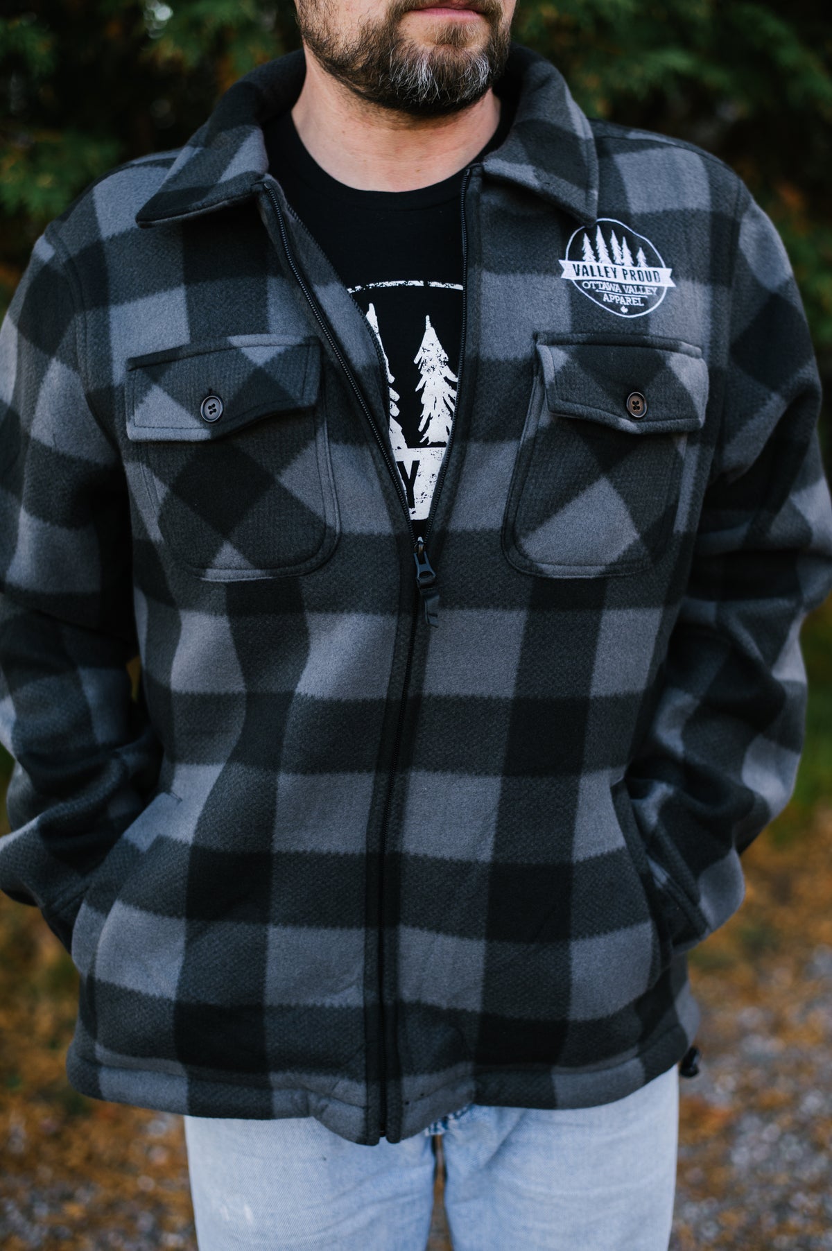 Sherpa Lined Lumberjacket - Grey &amp; Black