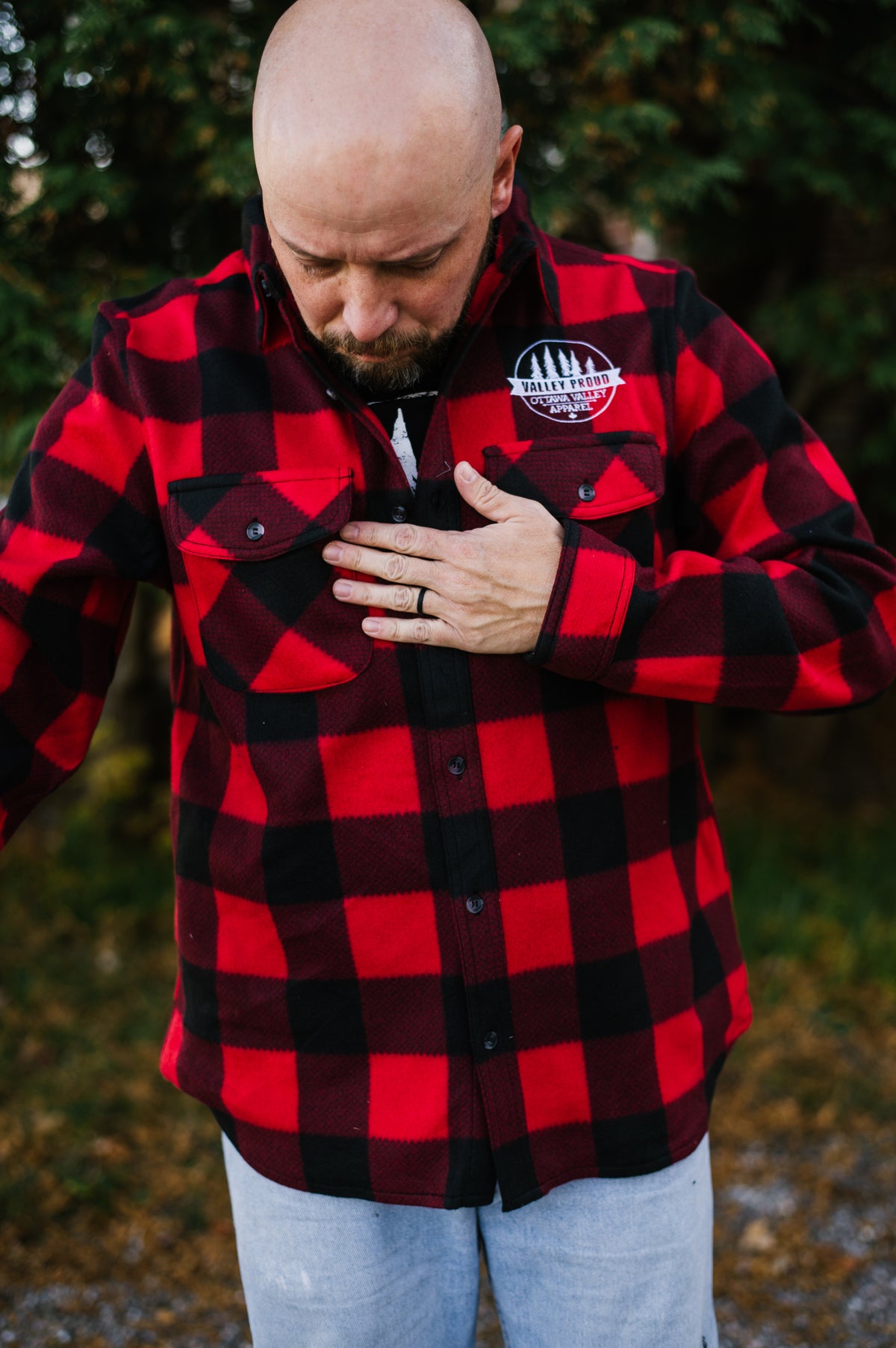 Valley Proud Fleece Lumber Jacket - Red &amp; Black