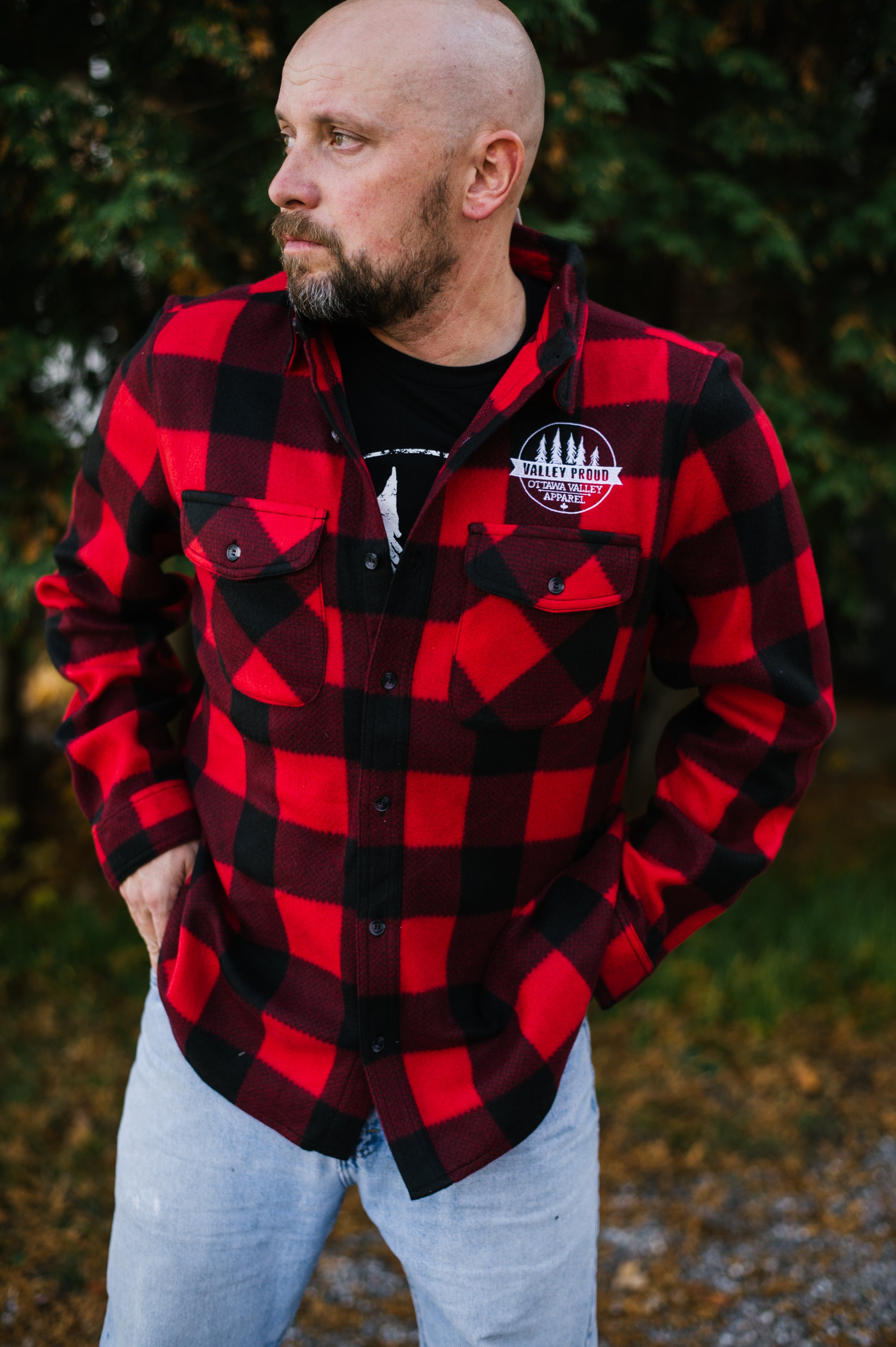 Valley Proud Fleece Lumber Jacket - Red & Black