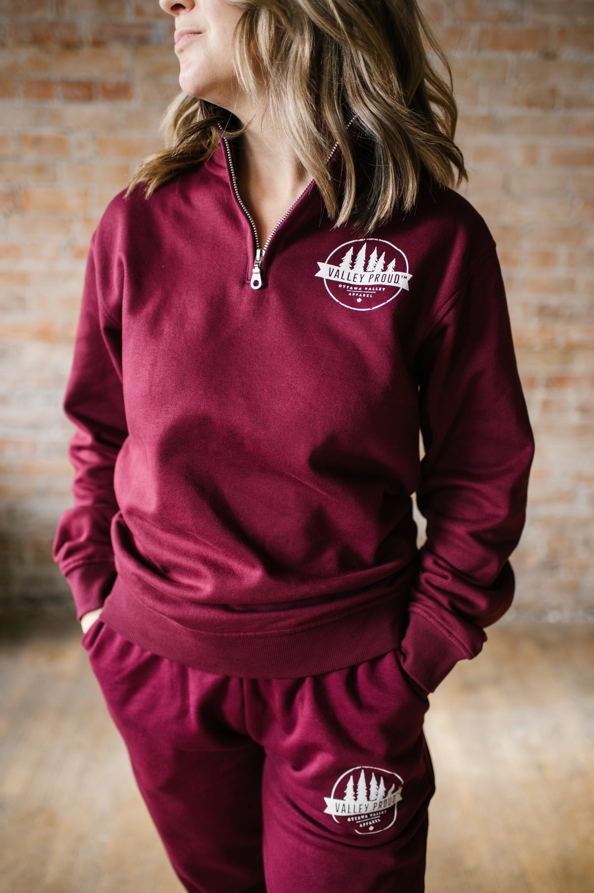 Valley Proud 1/4 Zip - Burgundy