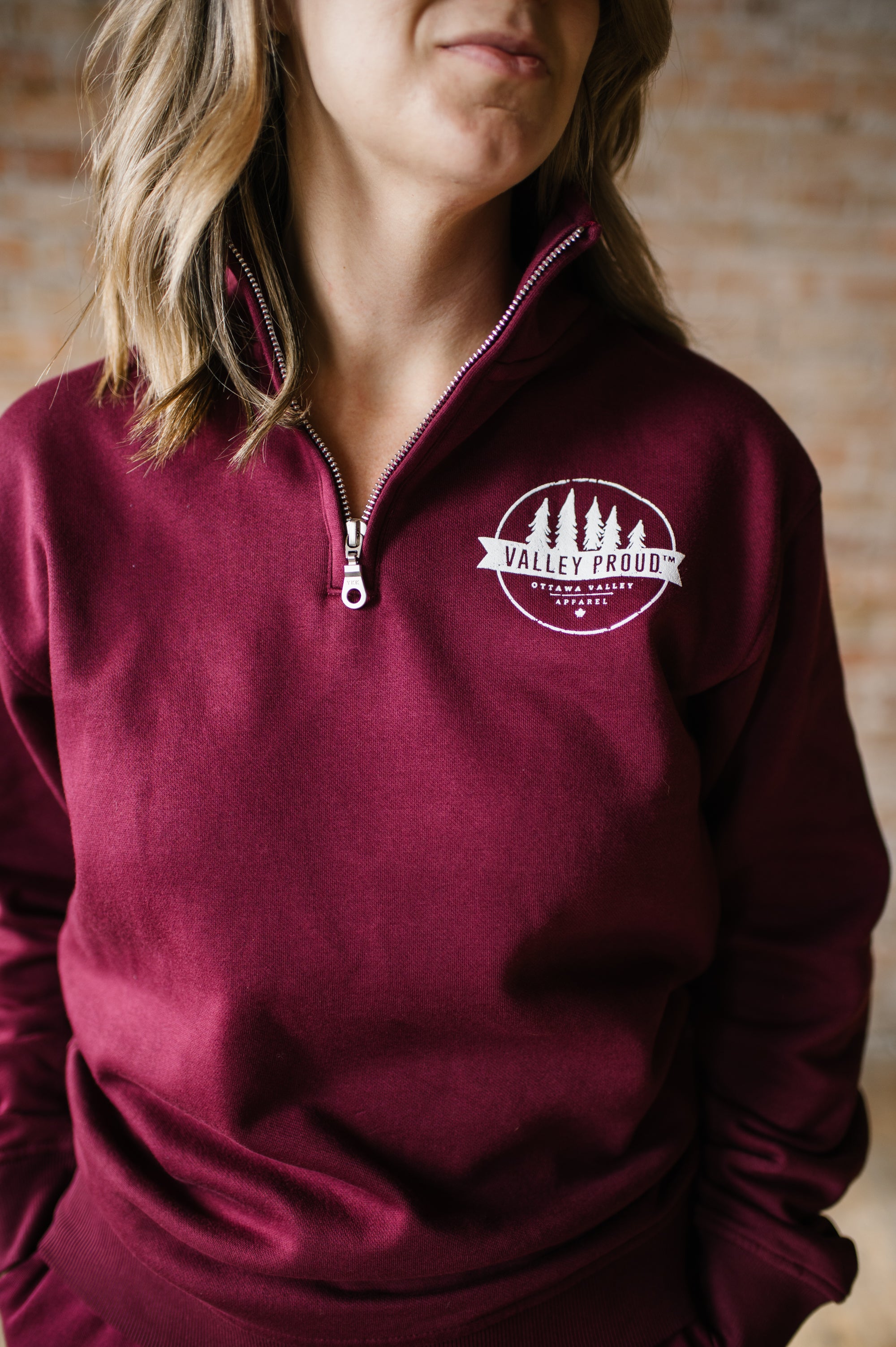 Valley Proud 1/4 Zip - Burgundy