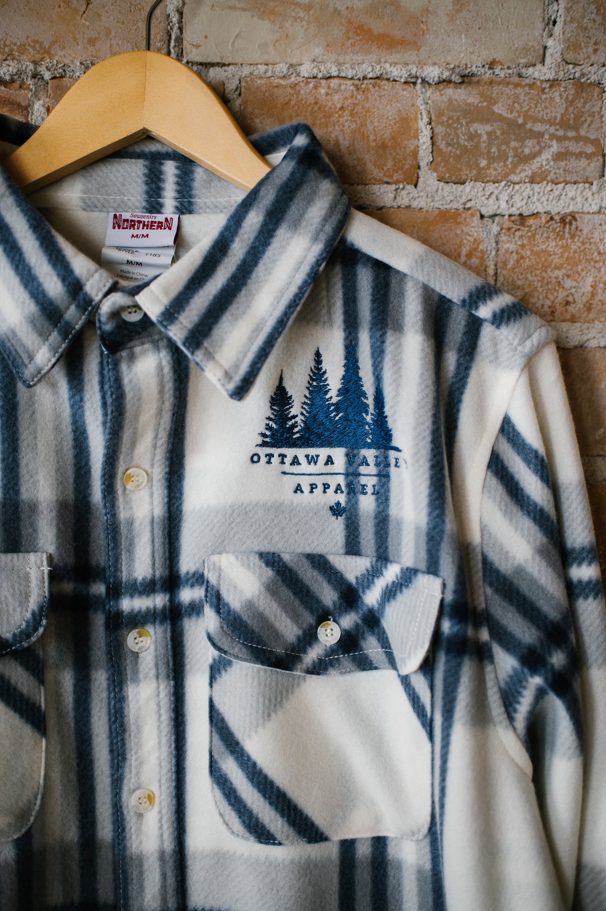 OVA Fleece Lumber Jacket - Cream &amp; Denim