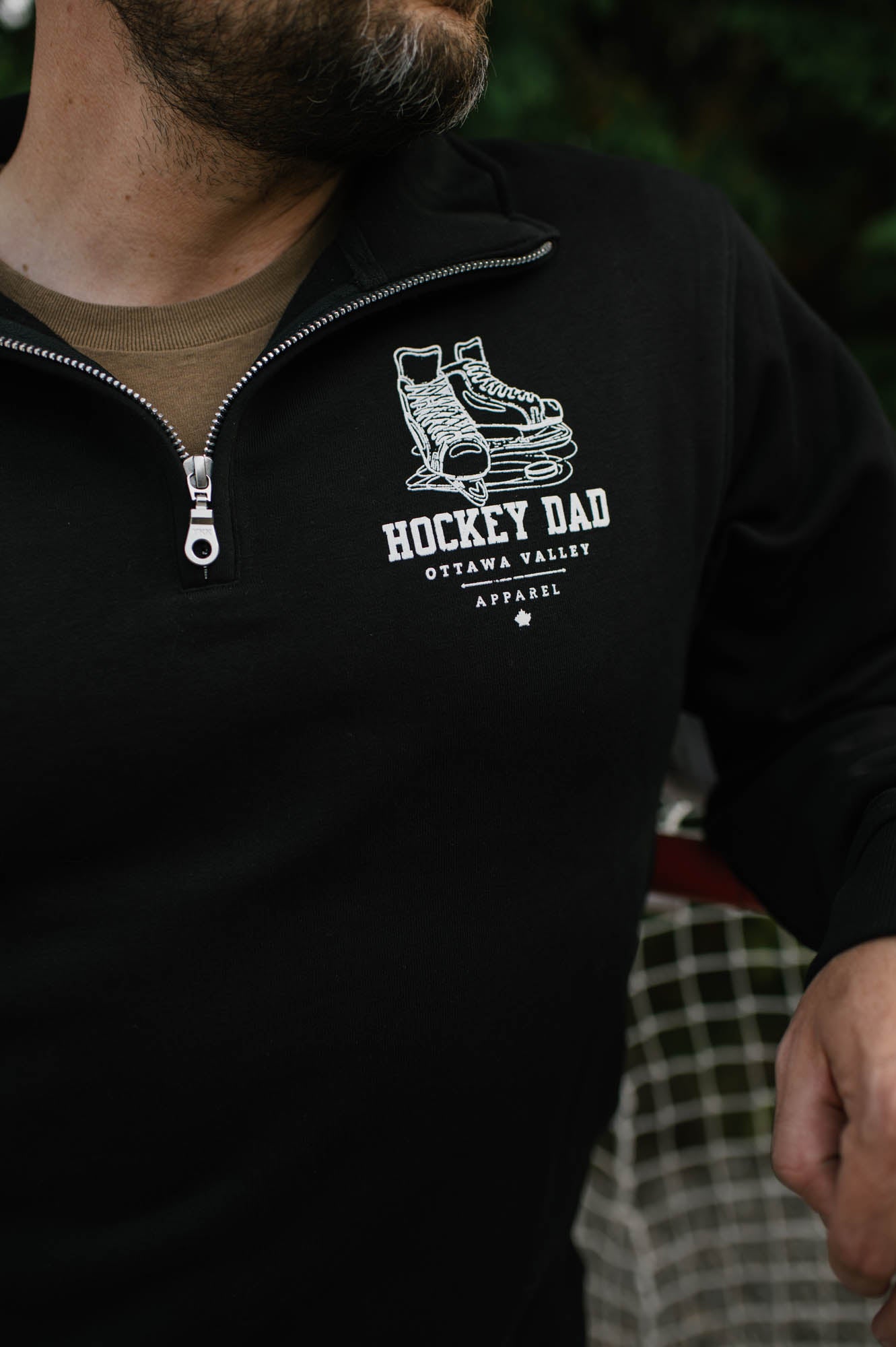 Hockey Dad 1/4 Zip - Black & White - FINAL SALE