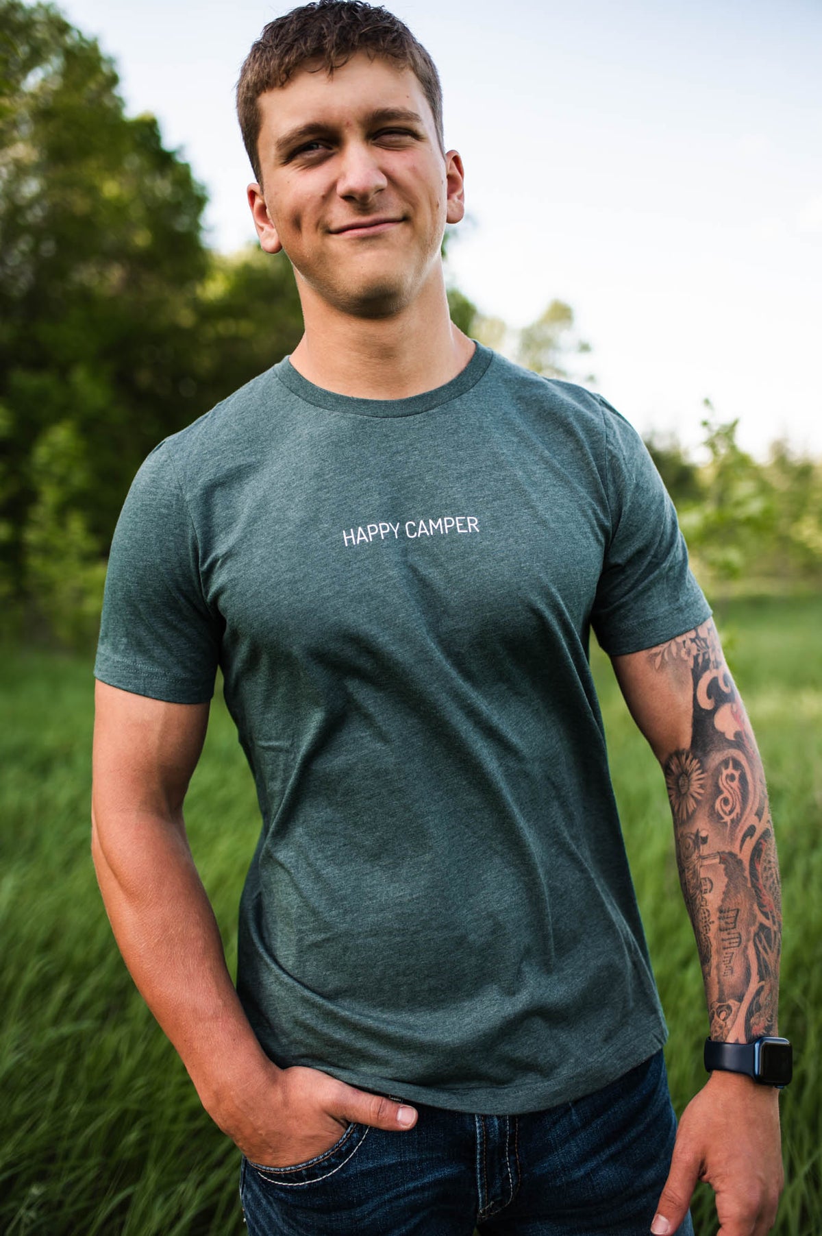 Happy Camper Simple Tee - Green