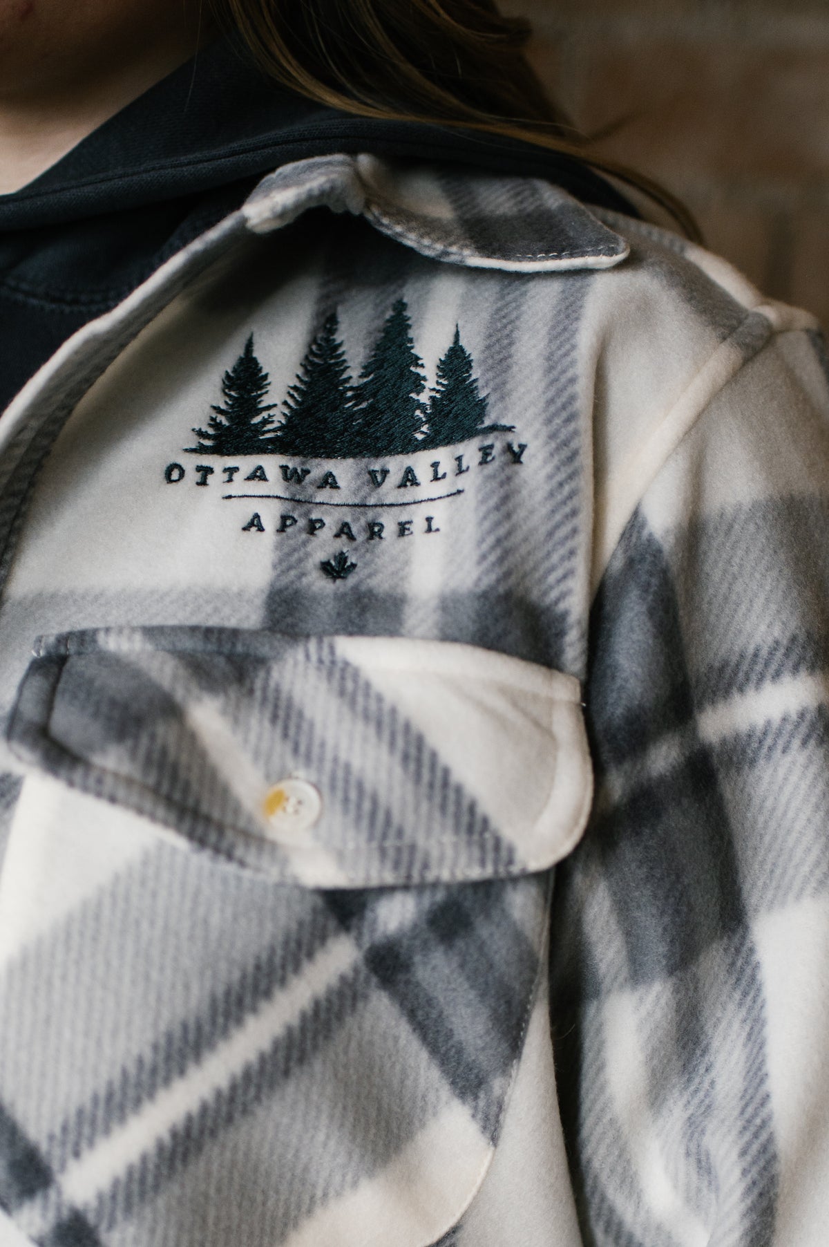 OVA Fleece Lumber Jacket - Cream &amp; Grey