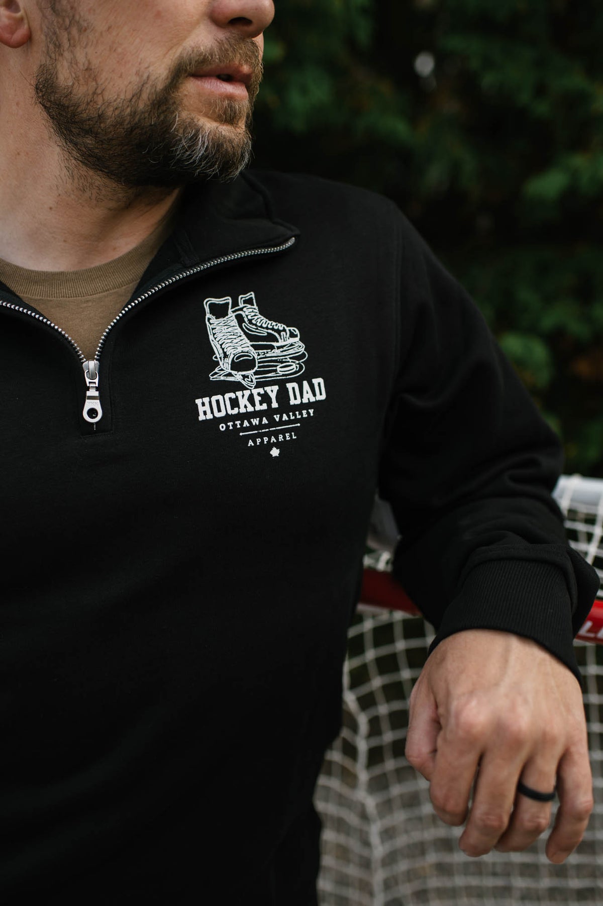 Hockey Dad 1/4 Zip - Black &amp; White - FINAL SALE