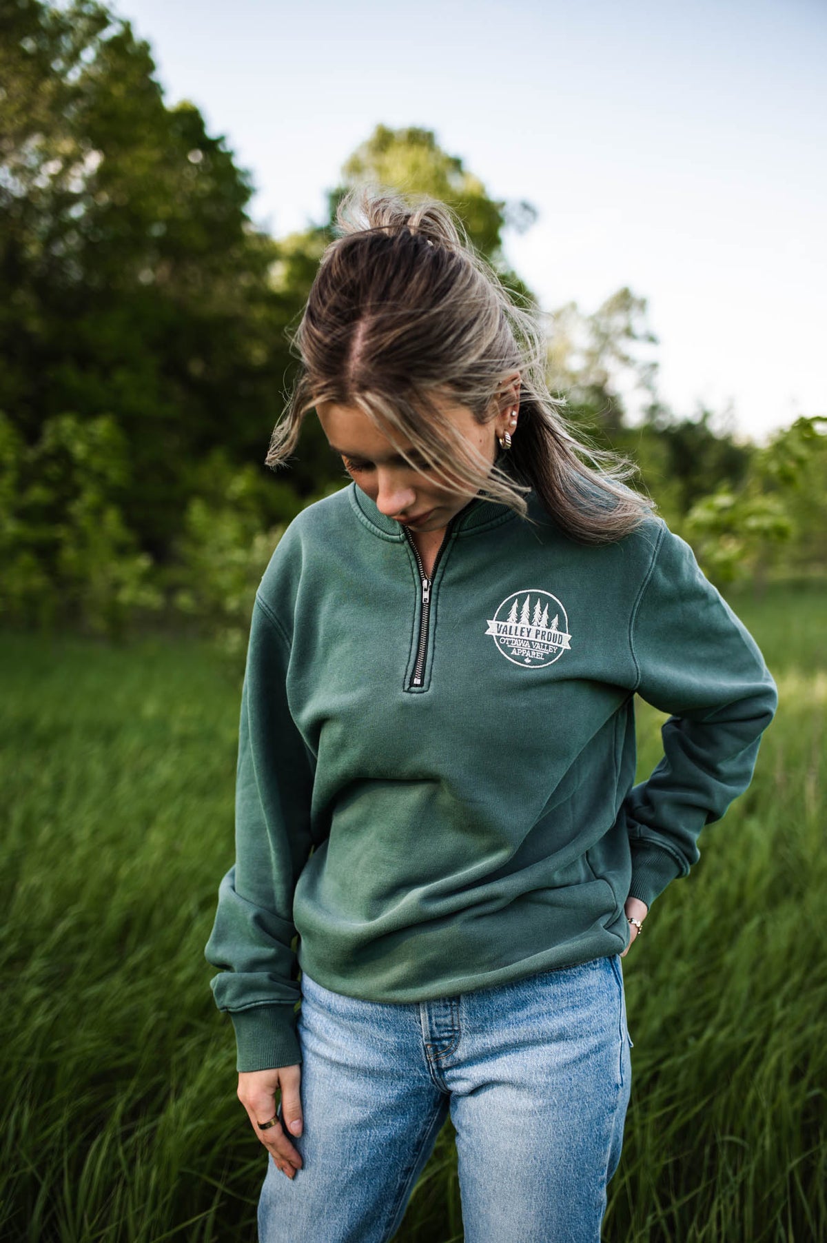 Valley Proud Embroidered 1/4 Zip - Meadow