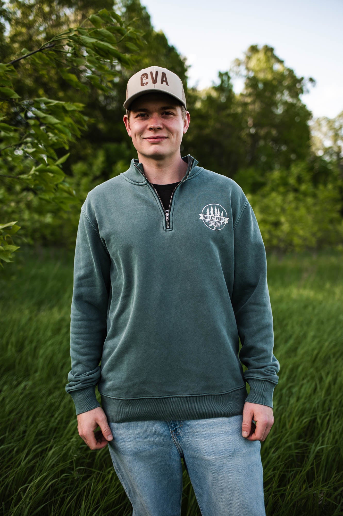 Valley Proud Embroidered 1/4 Zip - Meadow