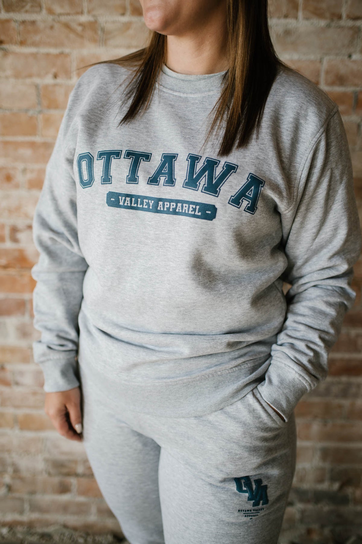 OVA Varsity Crewneck Sweatshirt - Grey &amp; Navy