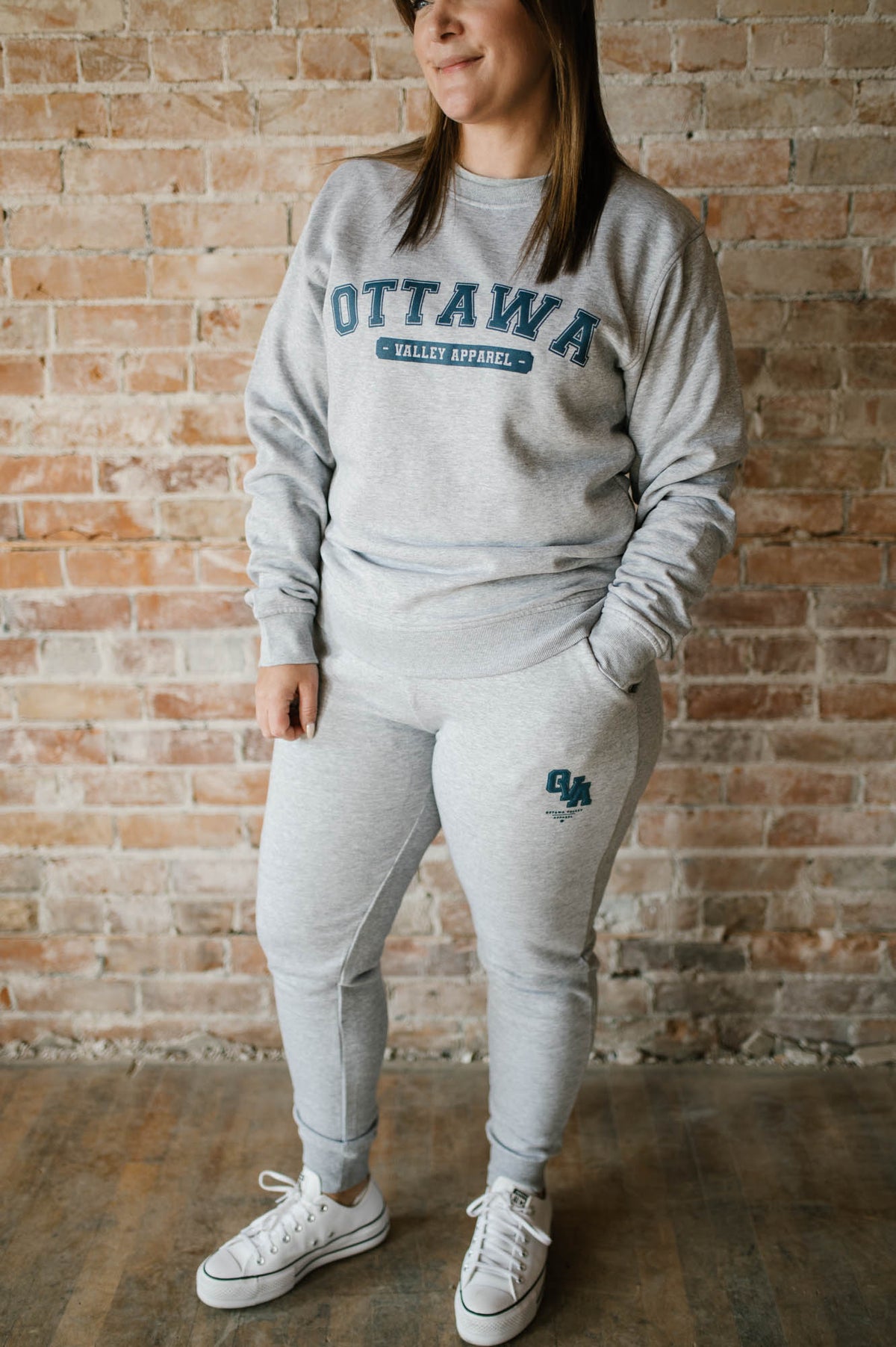 OVA Varsity Crewneck Sweatshirt - Grey &amp; Navy
