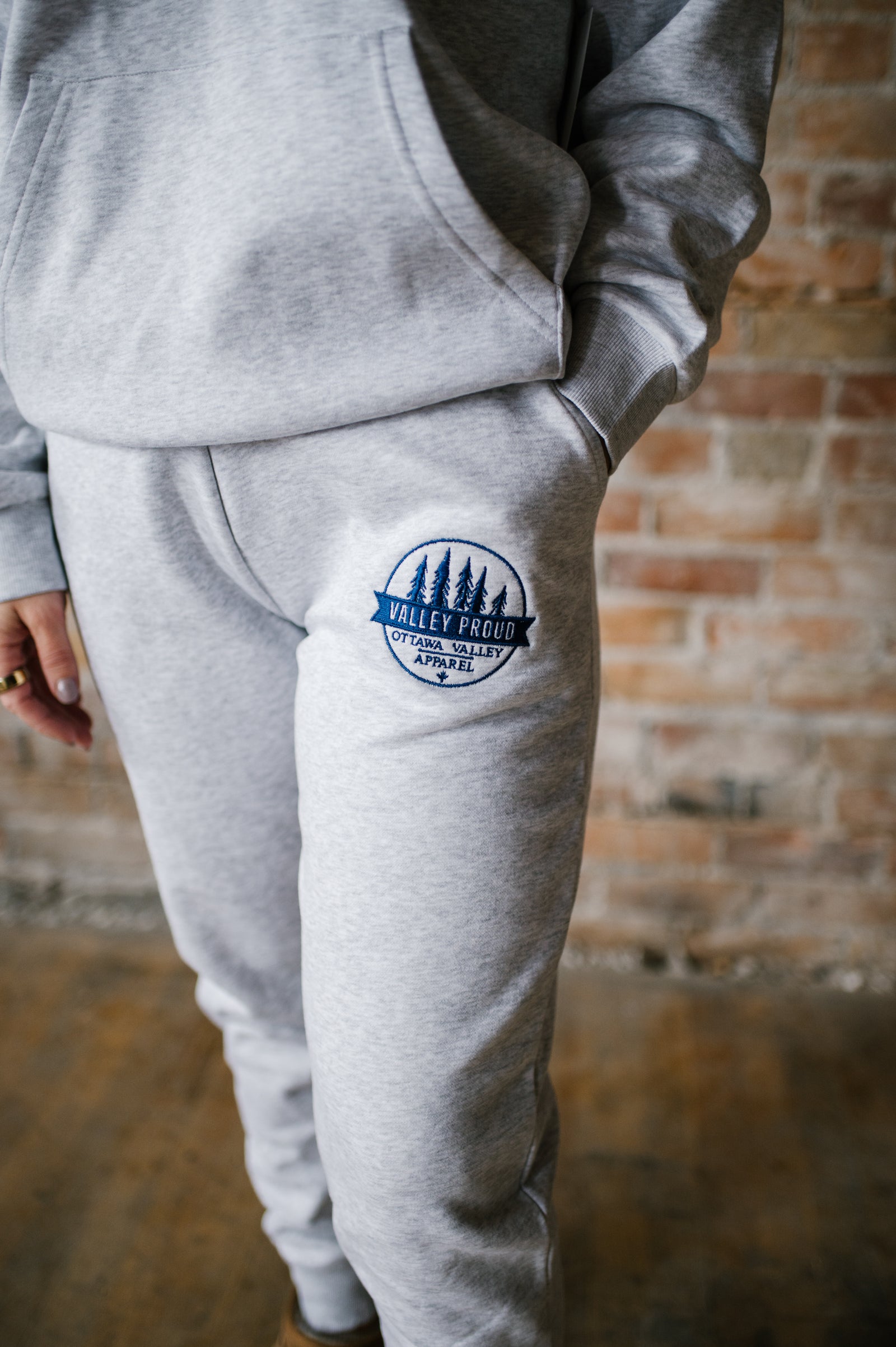Valley Proud Embroidered Sweatpants - Heather Grey