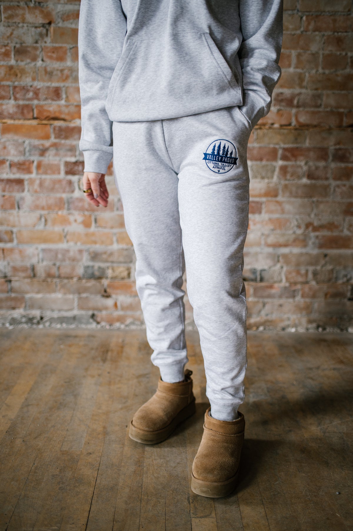 Valley Proud Embroidered Sweatpants - Heather Grey